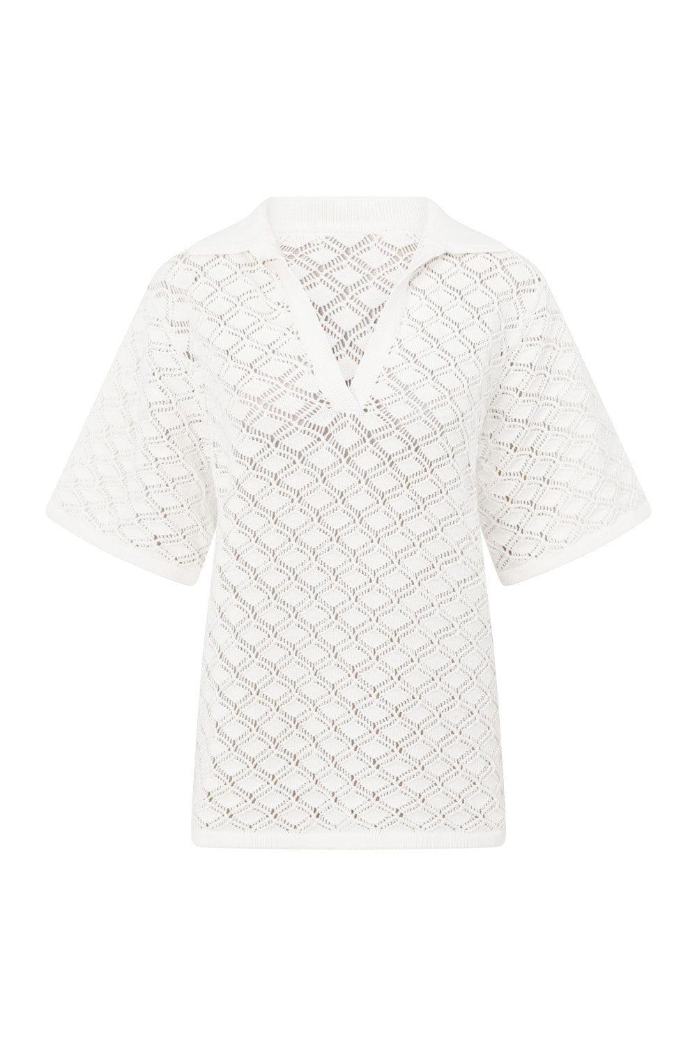 Aya Top - White Knit Product Image