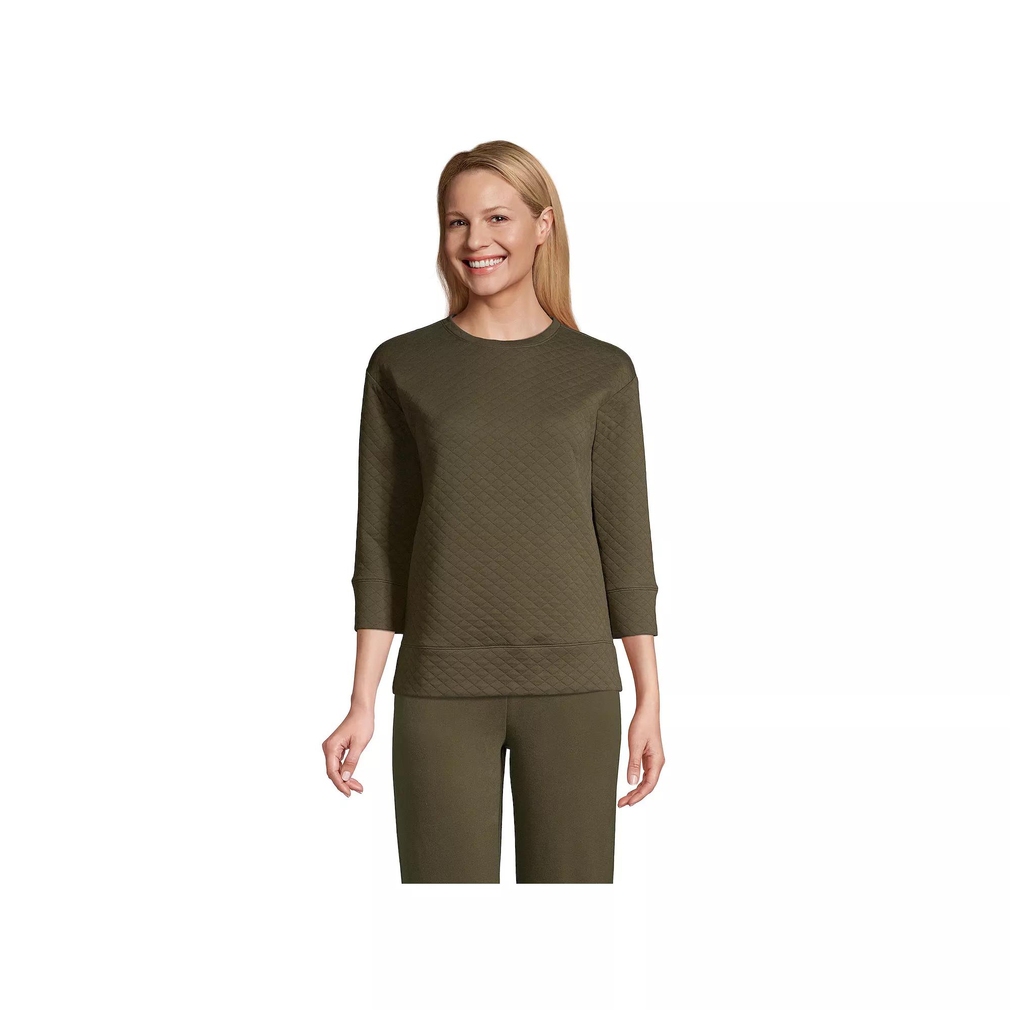 Women's Lands' End Quilted Crewneck Top,  Product Image