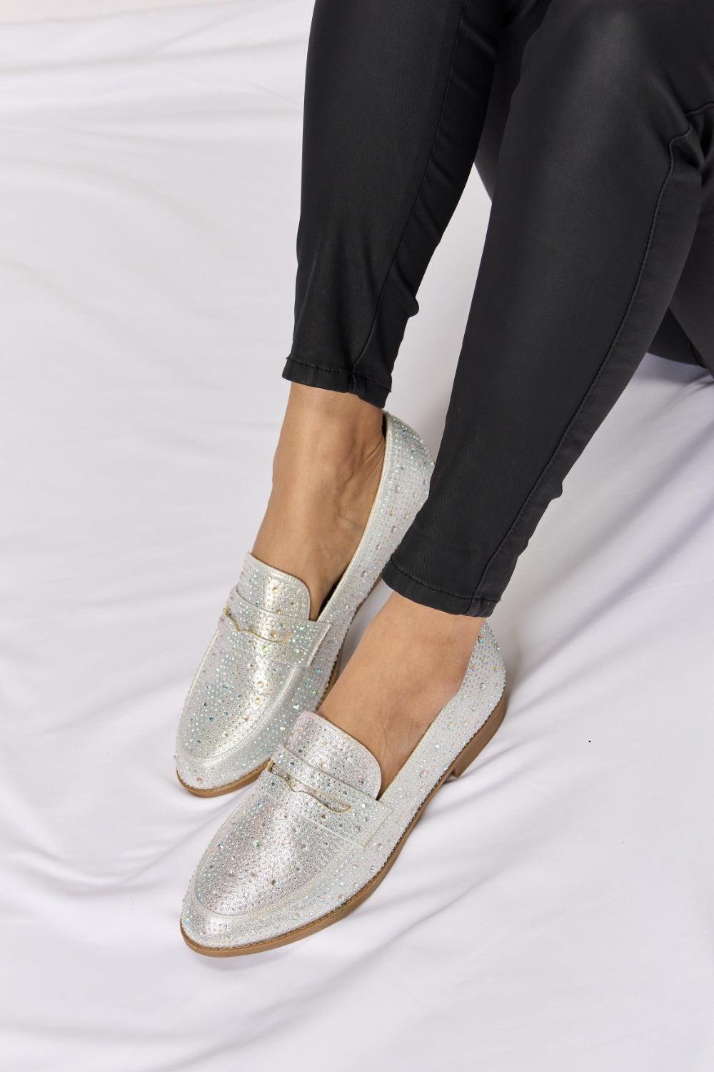 Forever Link Rhinestone Point Toe Loafers Product Image