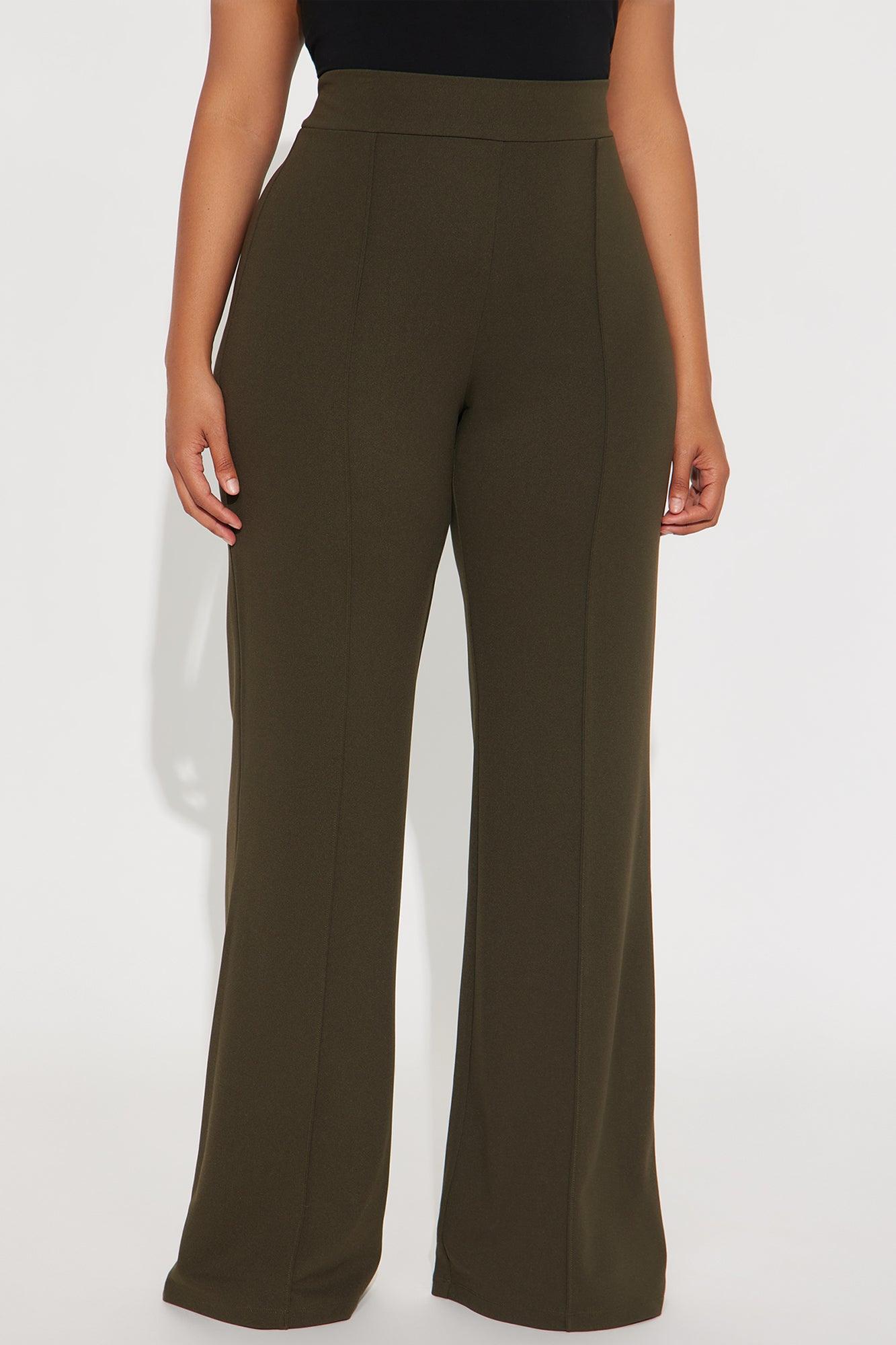 Tall Victoria High Waisted Dress Pants - Olive 1 Female Product Image