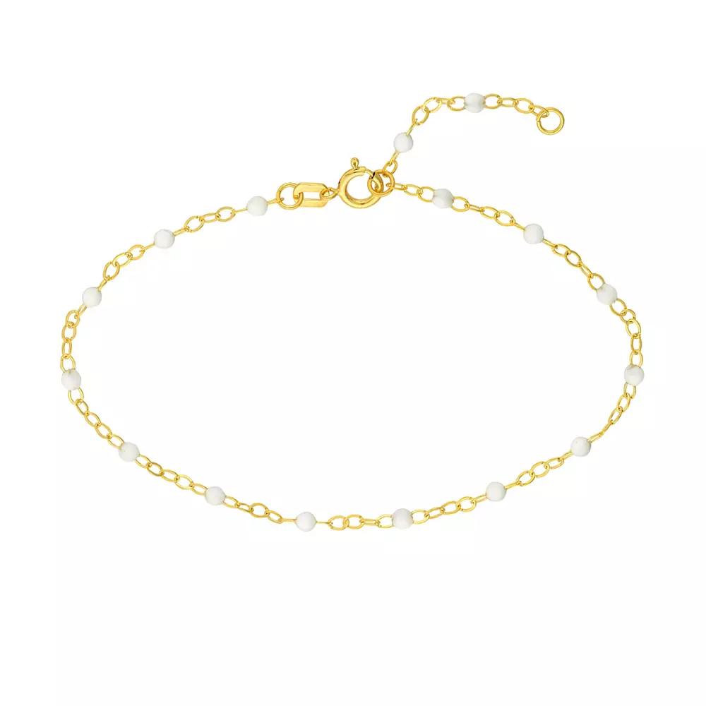 Color Romance 14k Gold Colored Enamel Bead Adjustable Anklet, Womens Product Image