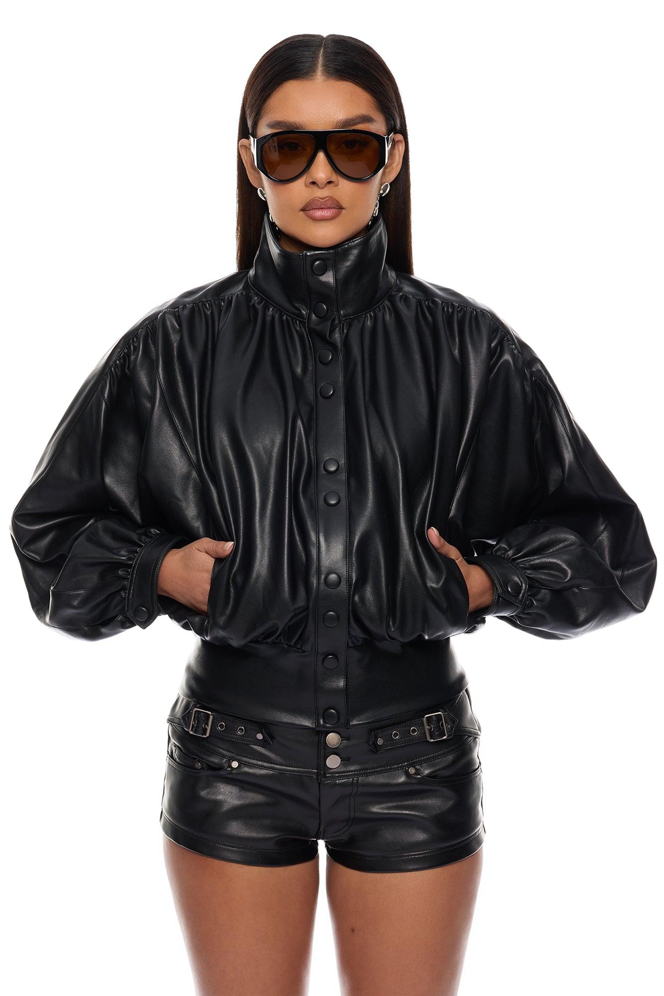 Noelia Faux Leather Jacket - Black Female Product Image