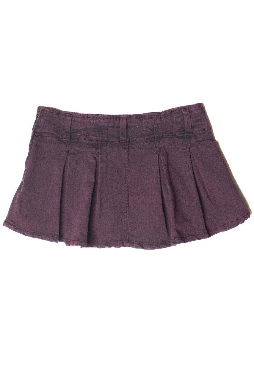 Low Rise Denim Pleated Mini Skort Product Image