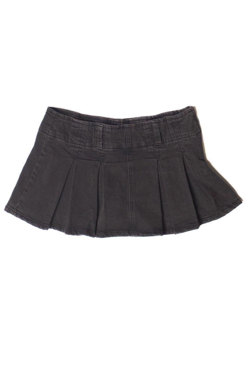 Low Rise Denim Pleated Mini Skort Product Image