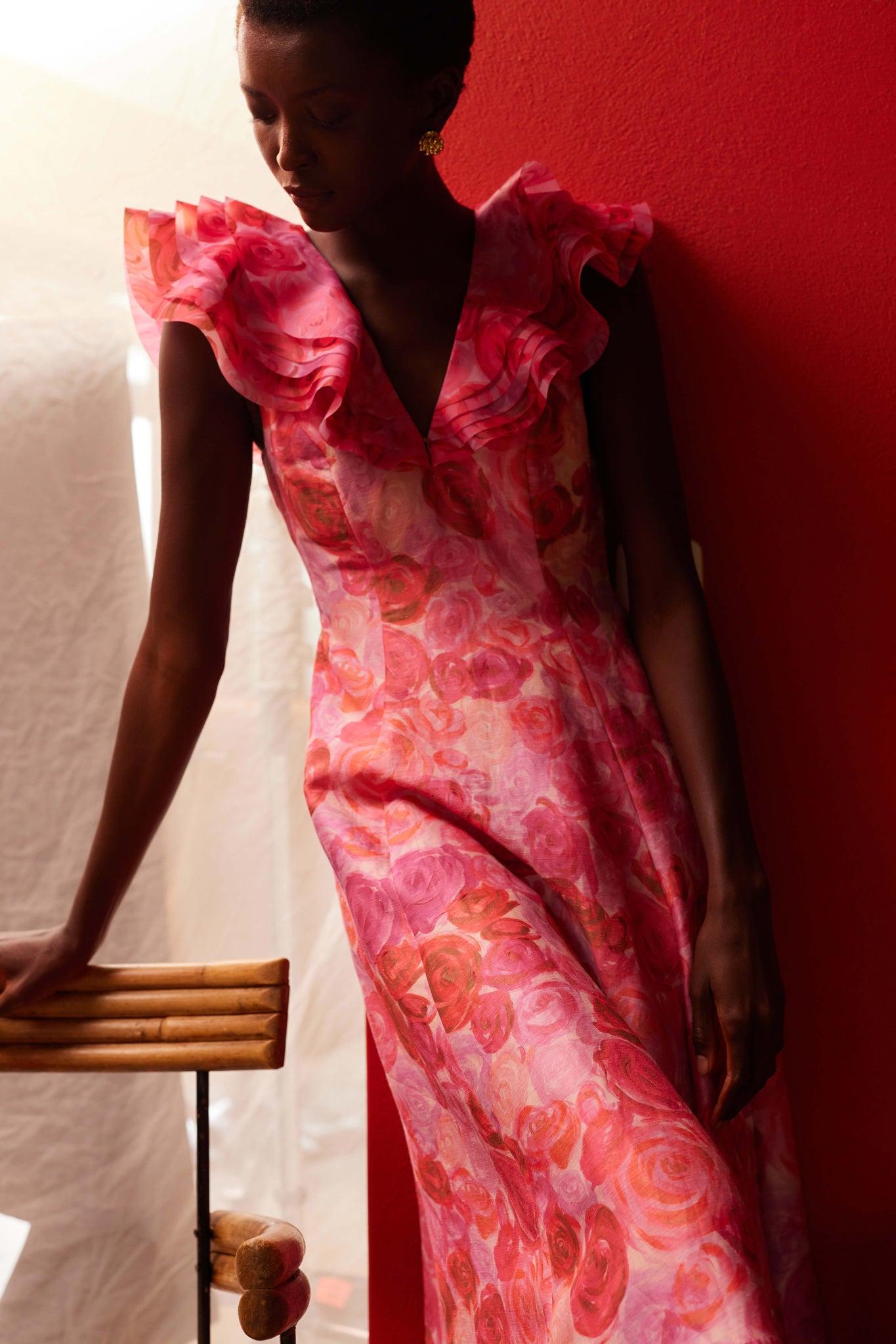 Enchanted Plunge Midi Dress Product Image