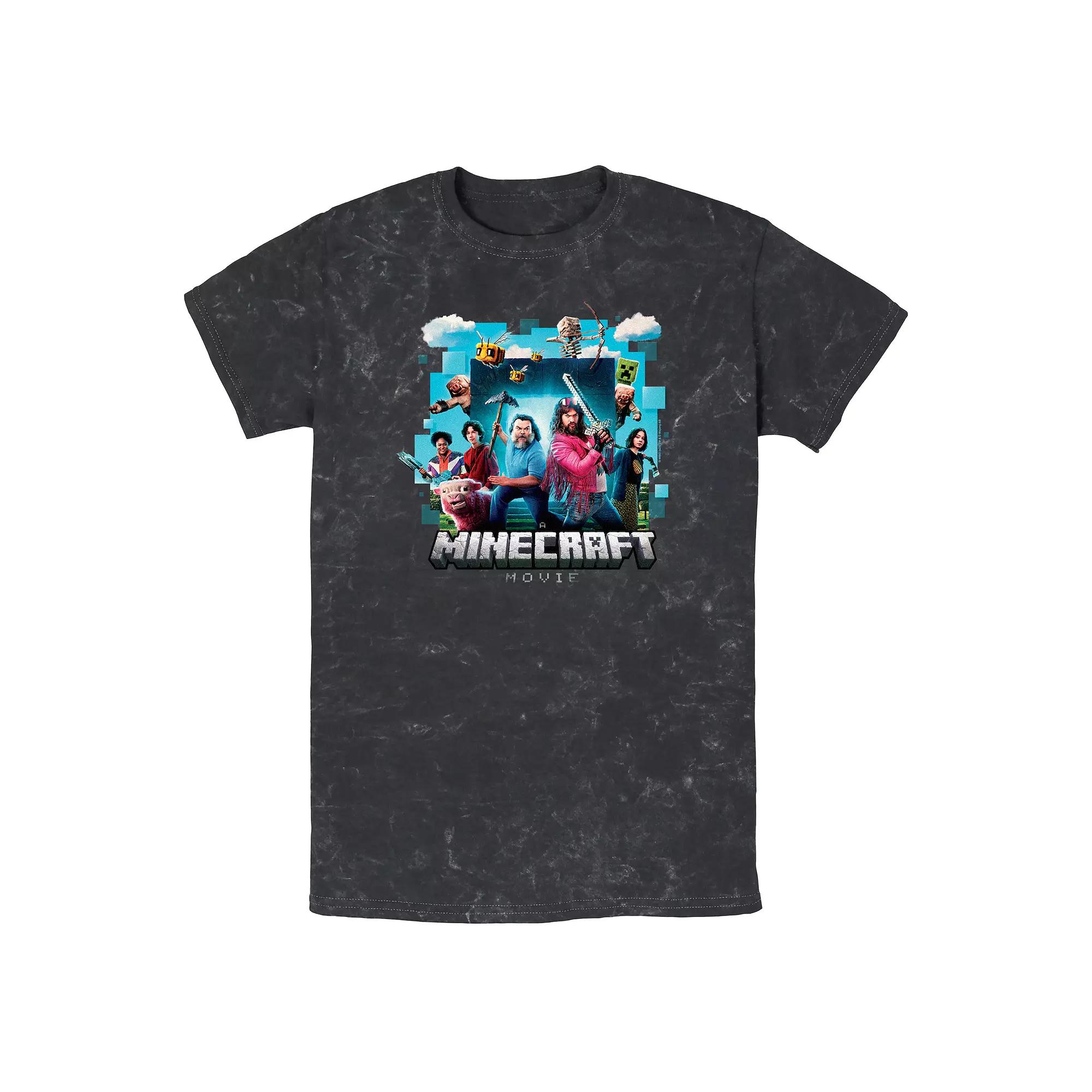 Men's Minecraft Movie Poster Mineral Wash Graphic Tee,  Product Image