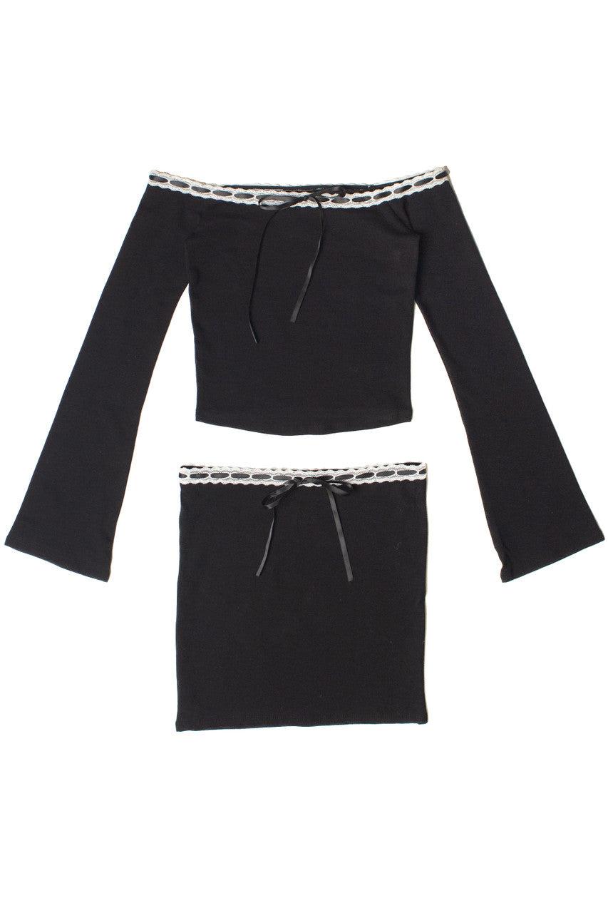 Ribbon Lace Mini Skirt Product Image