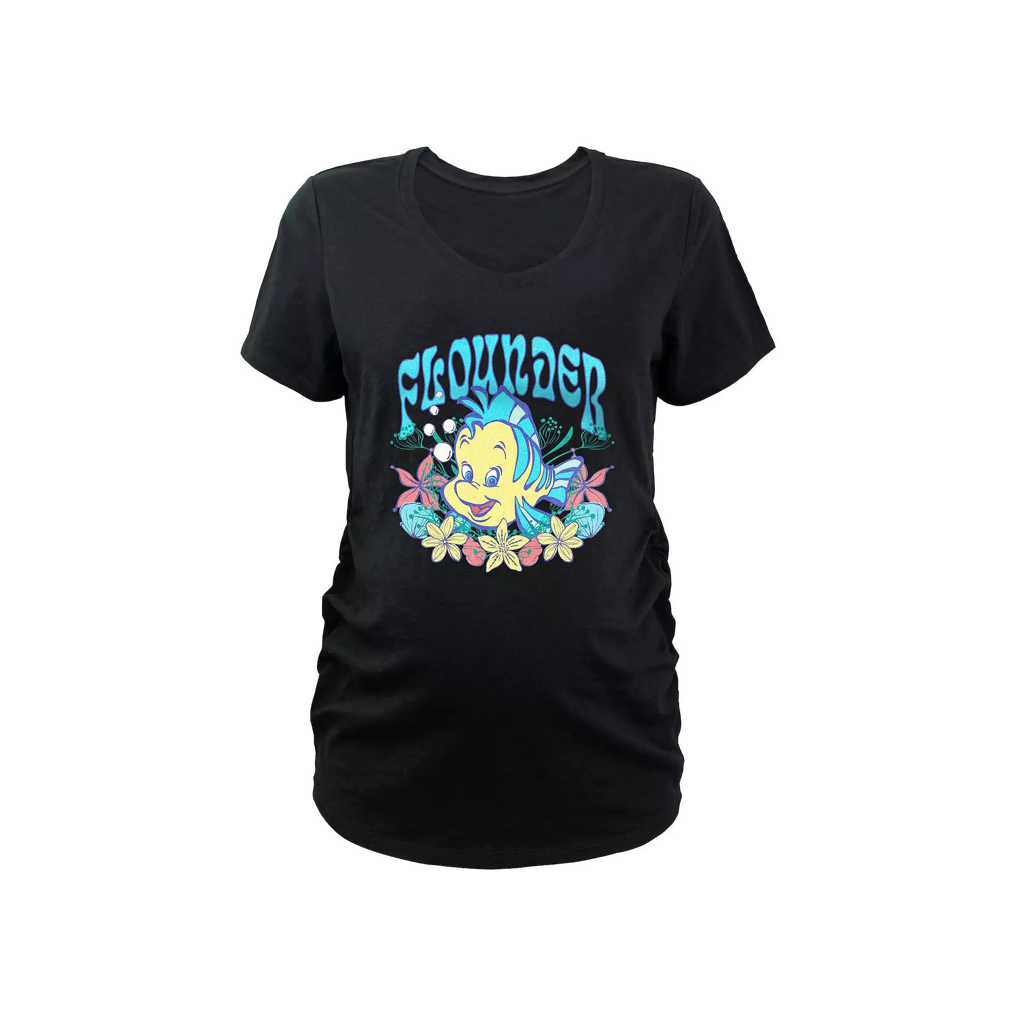 Disney's The Little Mermaid Flounder Floral Wreath Maternity Graphic Tee, Women's,  Product Image