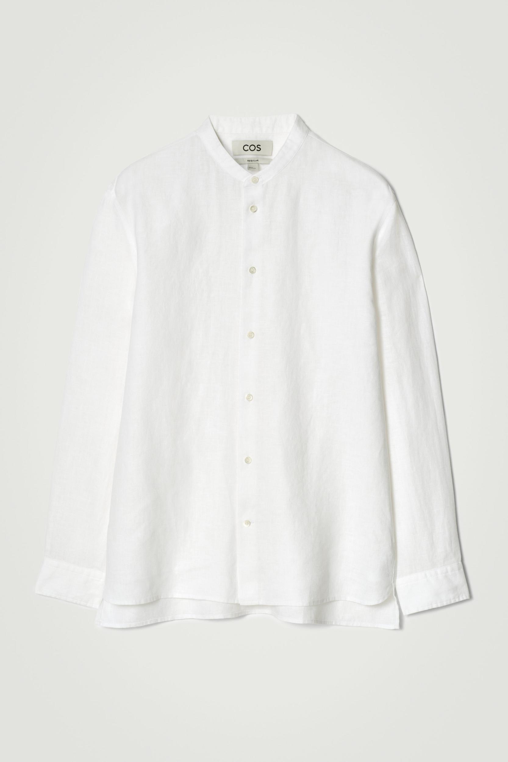 GRANDAD-COLLAR LINEN SHIRT Product Image