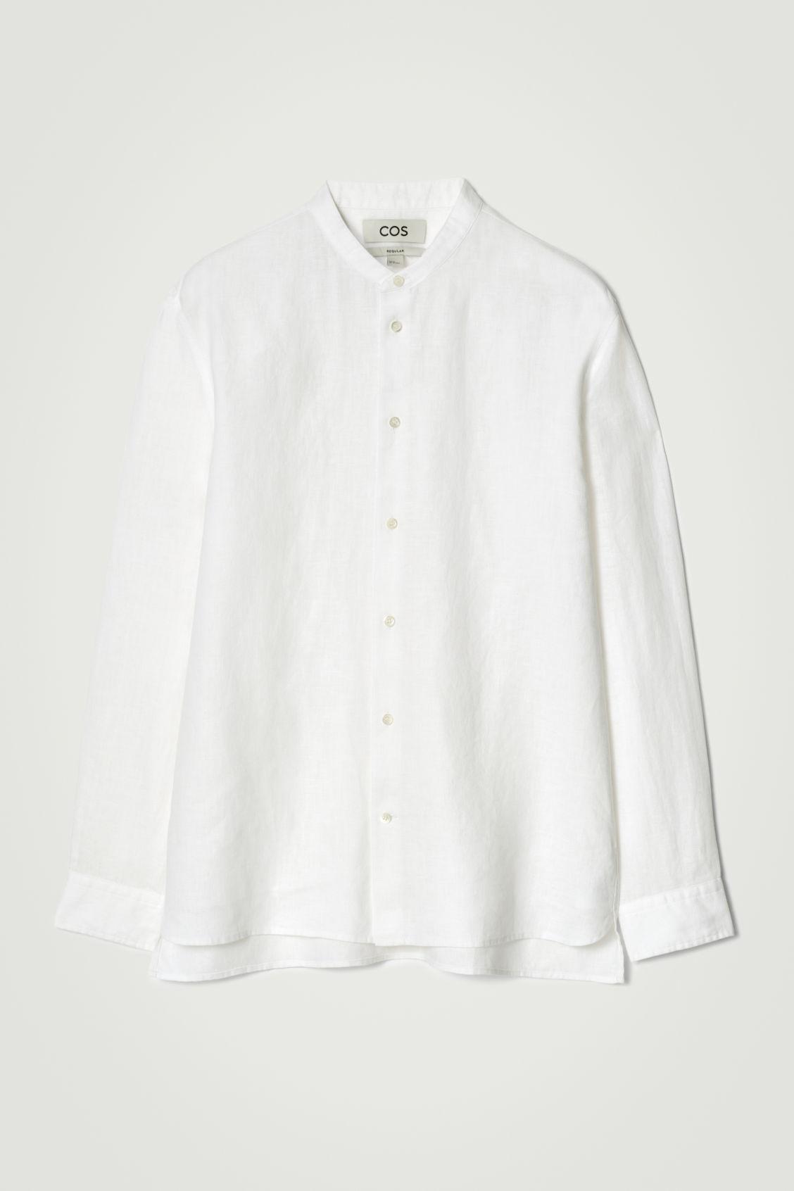 GRANDAD-COLLAR LINEN SHIRT Product Image