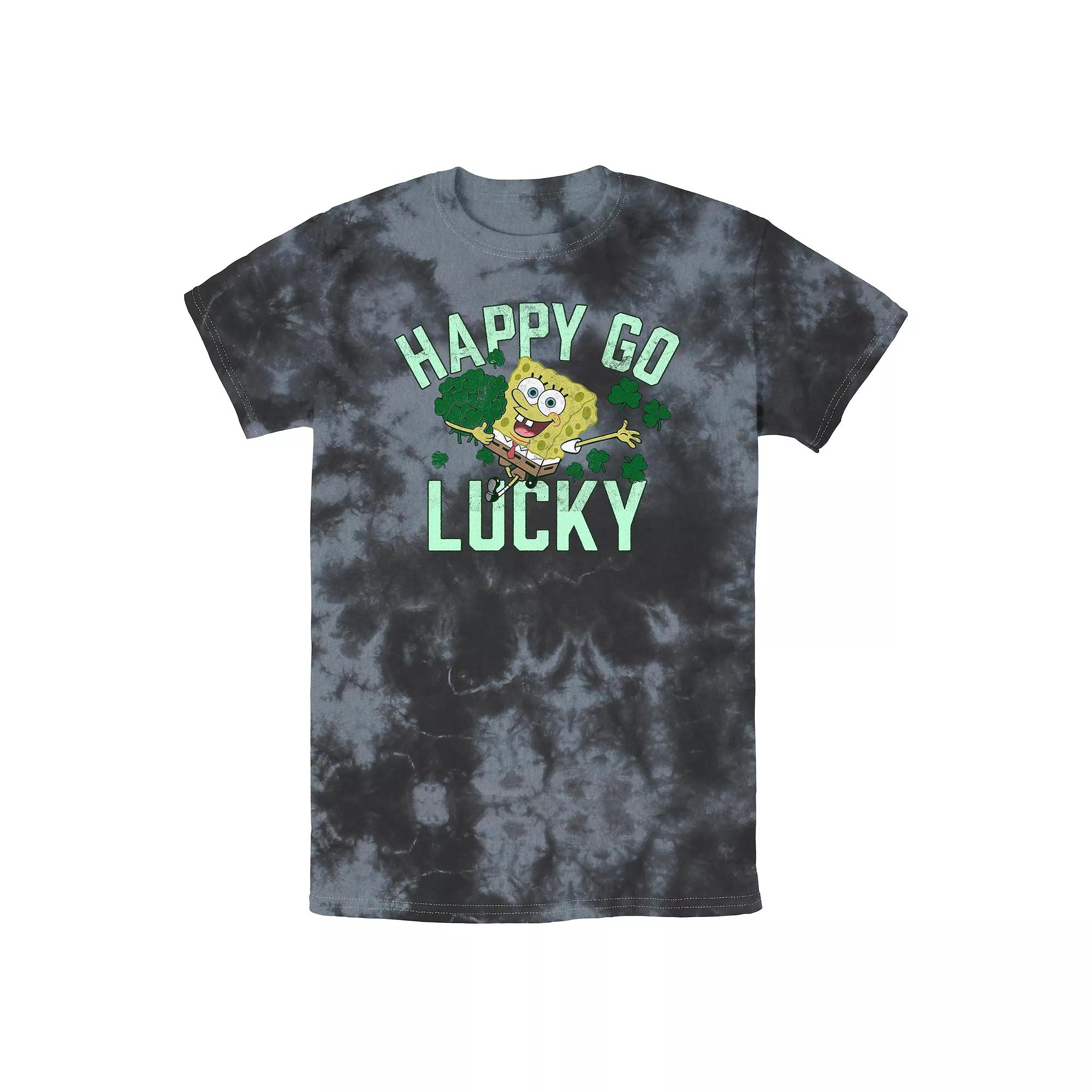 Men's SpongeBob SquarePants Happy Go Lucky Bombard Wash Graphic Tee,  Product Image