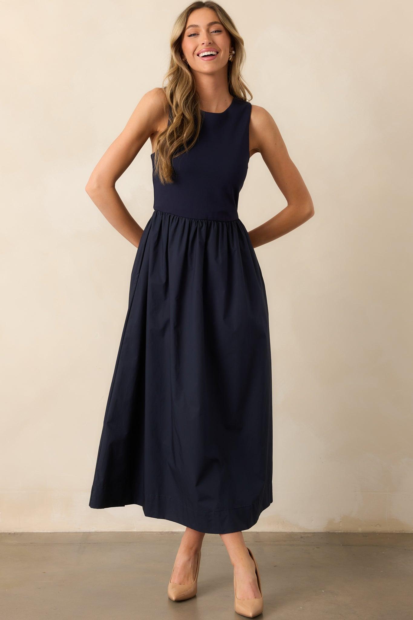 A World Full Of Wonder Navy Sleeveless Maxi Dress Product Image