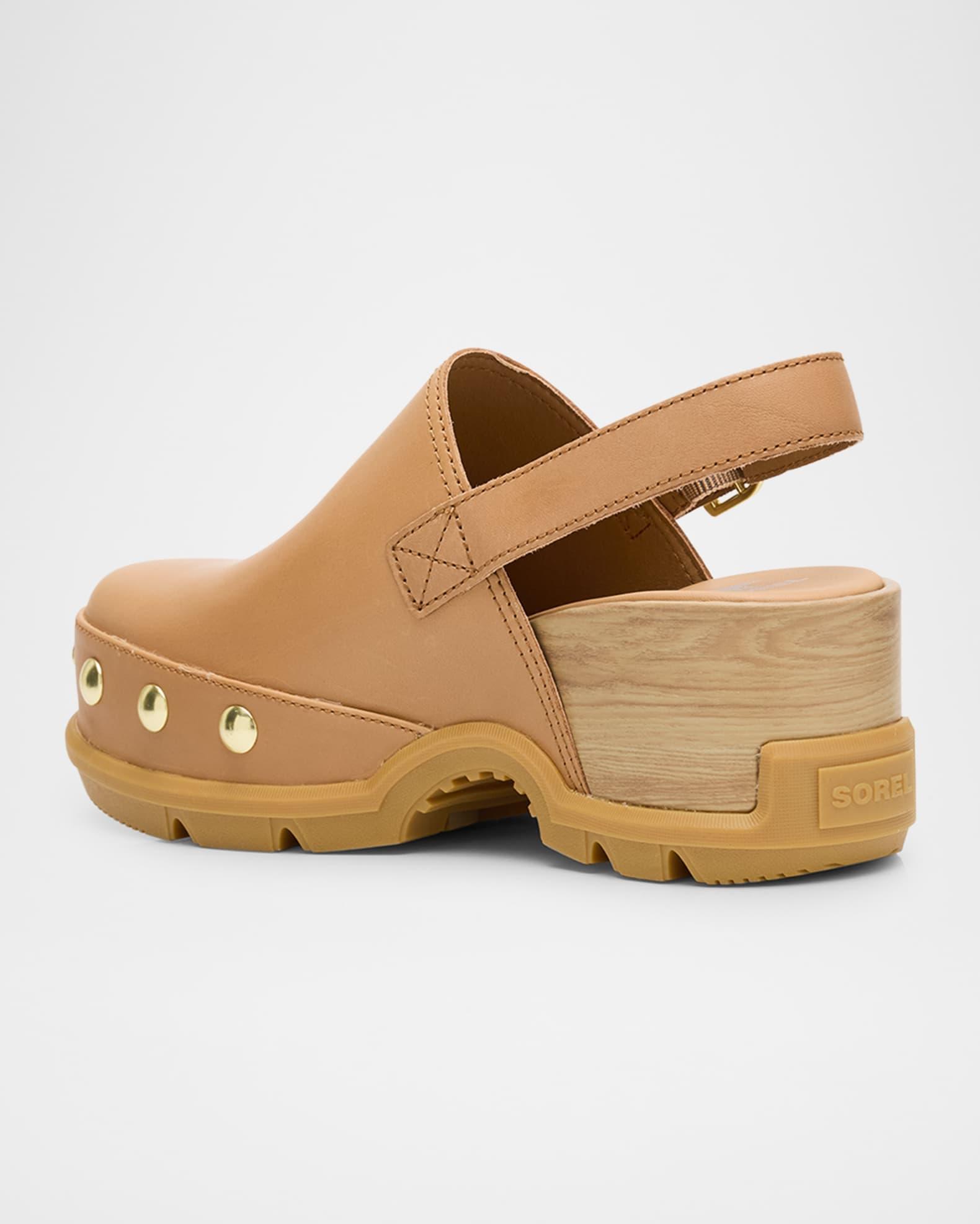 Roman Leather Slingback Platform Clogs Product Image