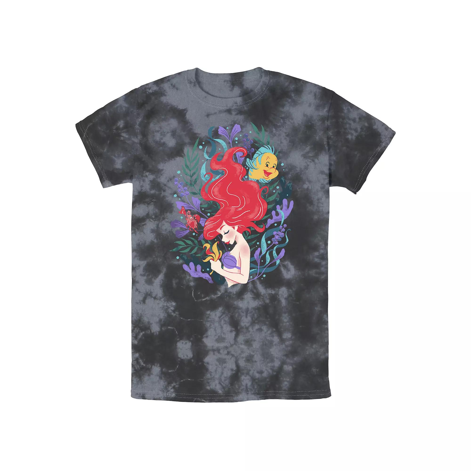 Disneys The Little Mermaid Ariel Flounder And Sebastian Mens Bomabrd Wash Tee Black Grey Product Image