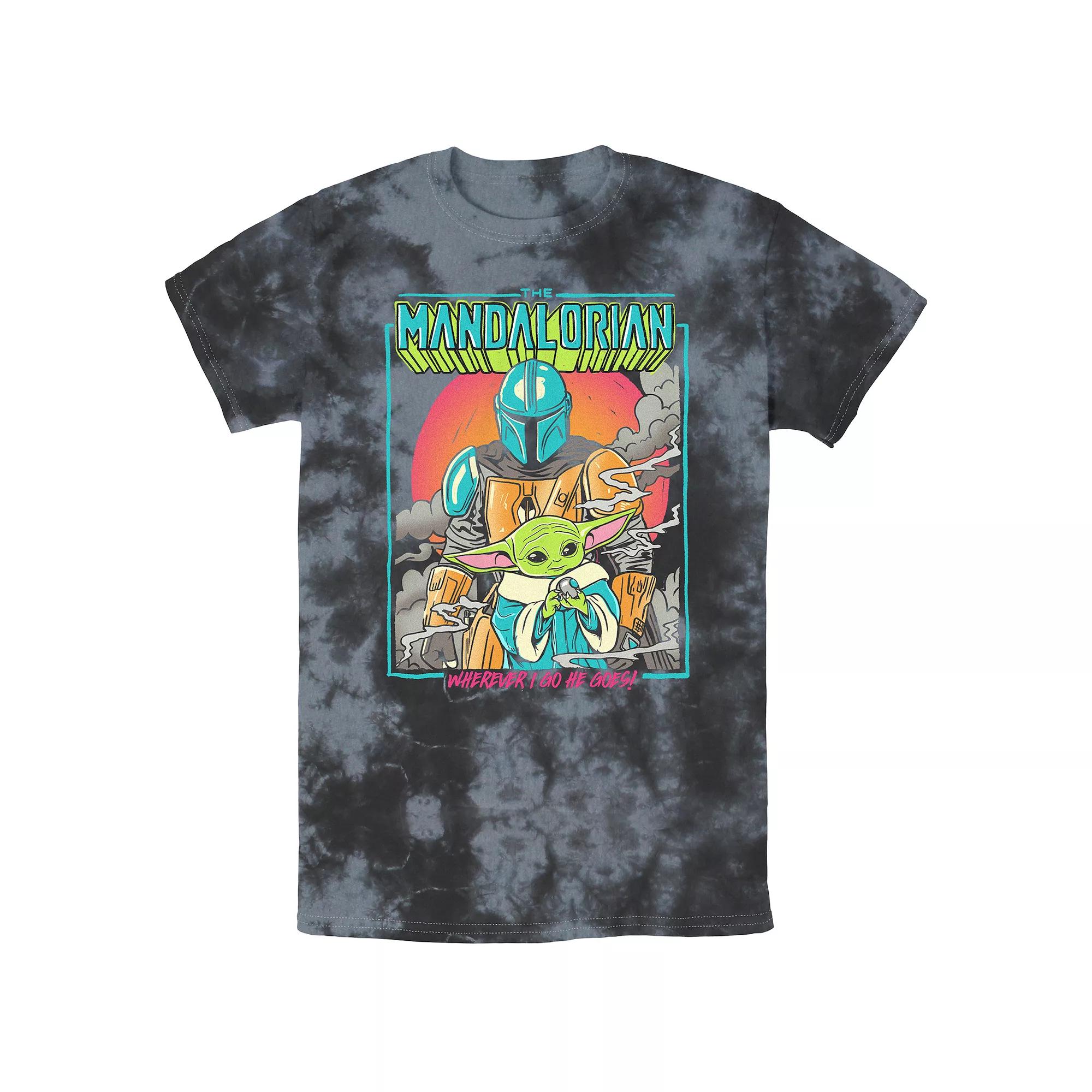 Men's Star Wars The Mandalorian Wherever I Go He Goes Bombard Wash Graphic Tee,  Product Image