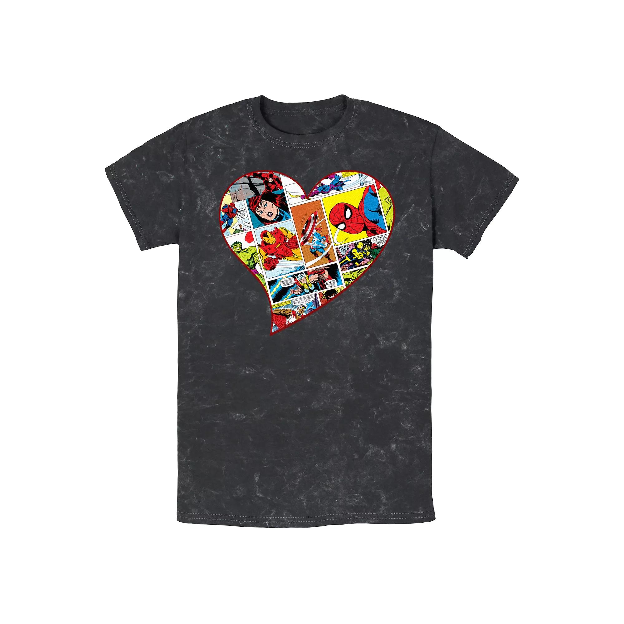 Men's Marvel Character Comics Heart Graphic Tee,  Product Image
