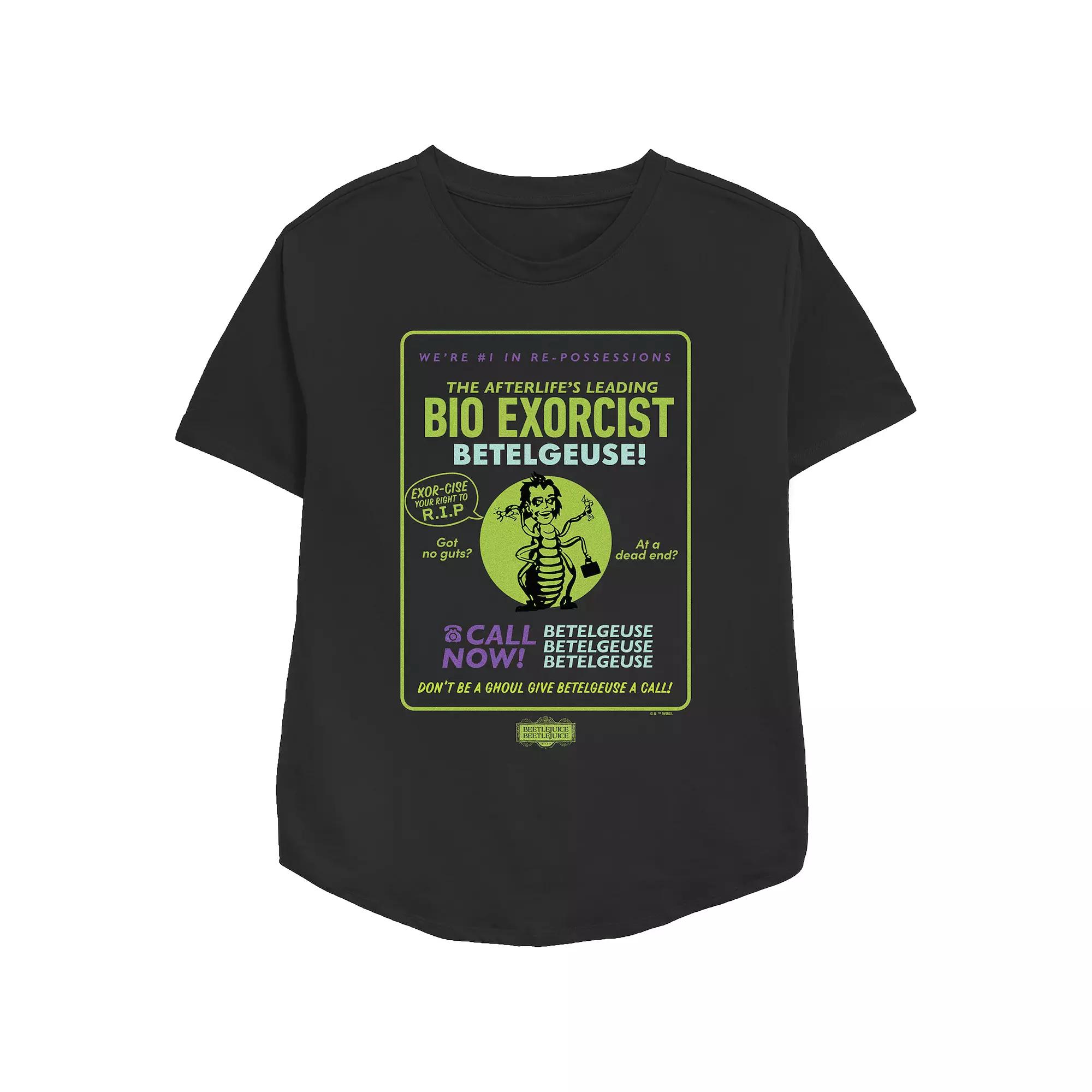 Women's Beetlejuice 2 Betelgeuse The Leading Bio Exorcist Relaxed Fit Graphic Tee, Size: XS, Black Product Image