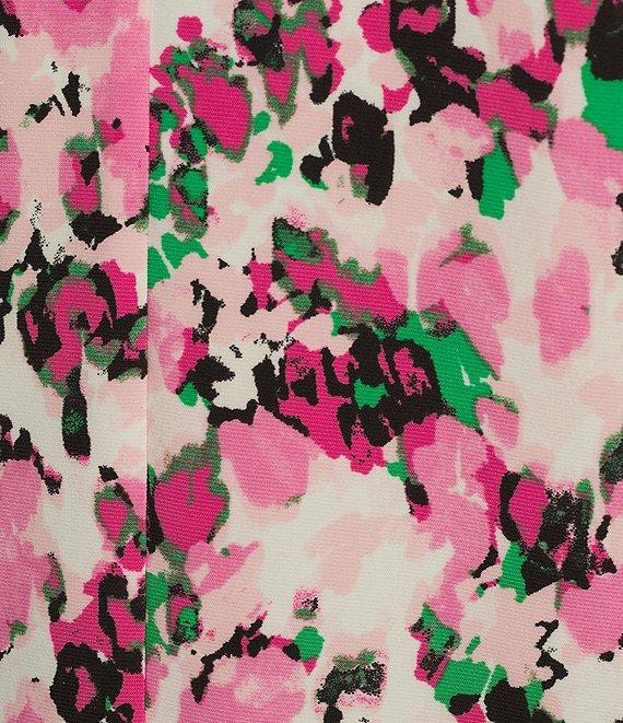 Kasper Printed Extended Cap Sleeve Funnel Neck Stretch Blouse Product Image