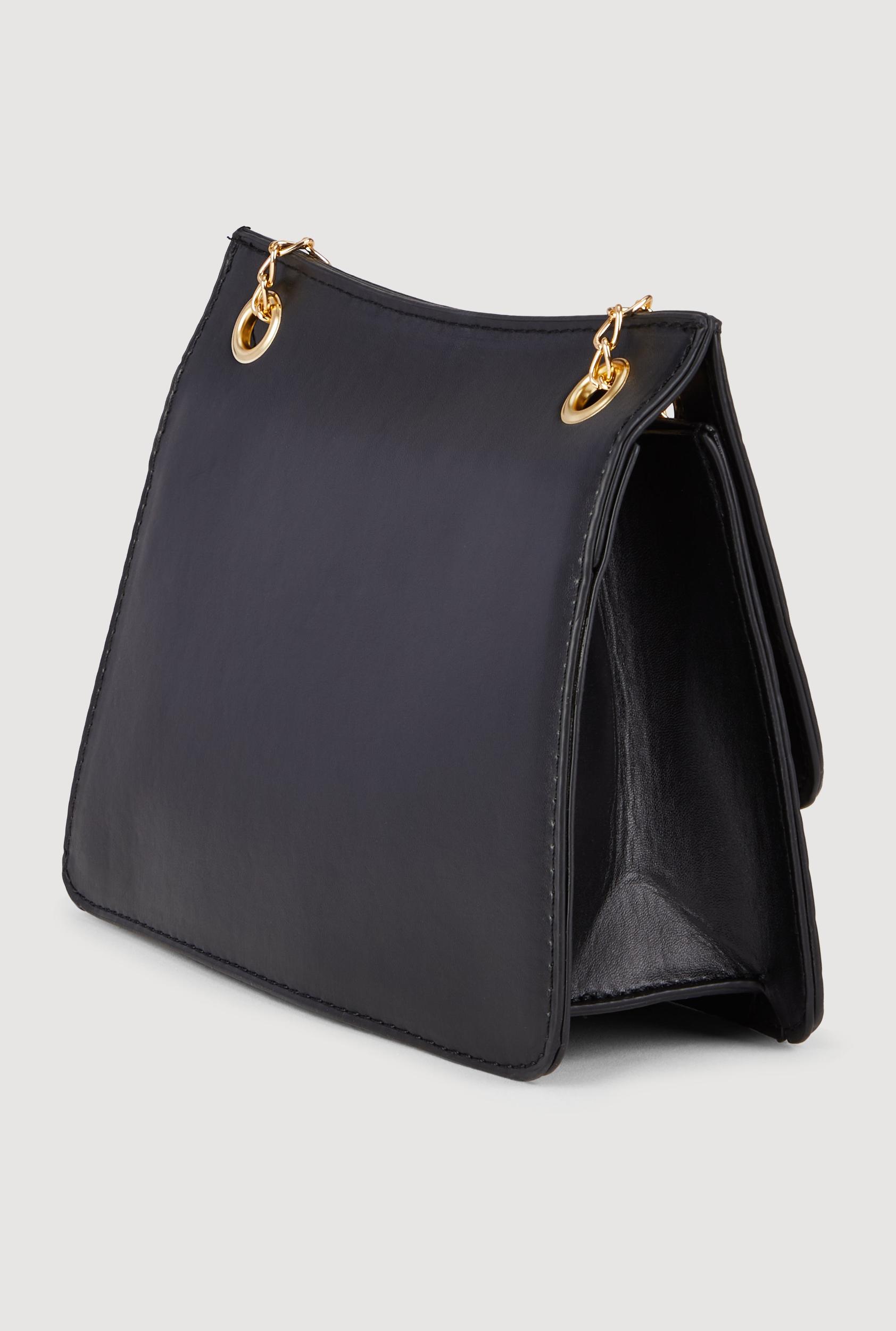 Chic Metallic Faux Leather Crossbody Bag with Removable Strap Unisex Product Image