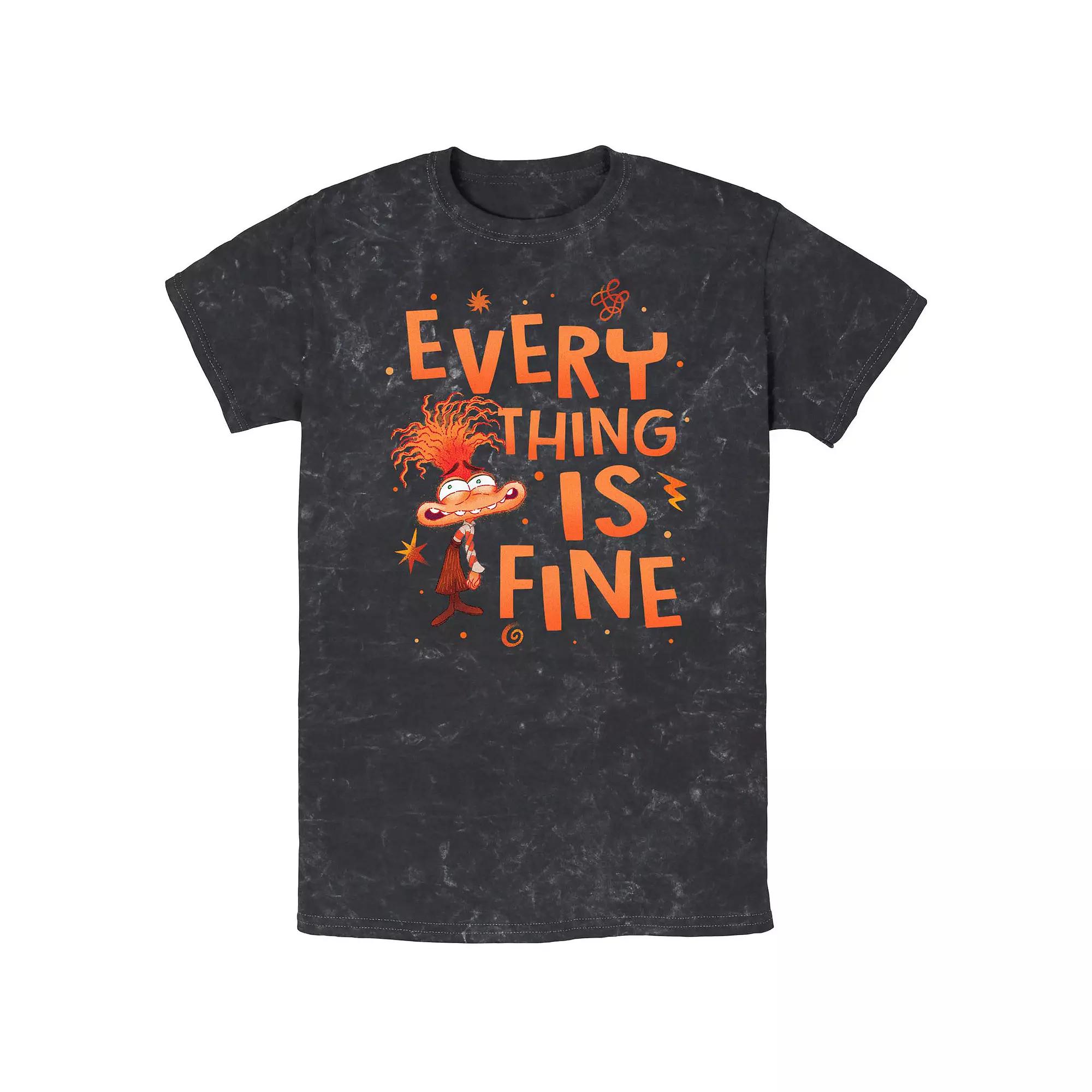 Men's Inside Out 2 Anxiety Everything is Fine Mineral Wash Graphic Tee,  Product Image