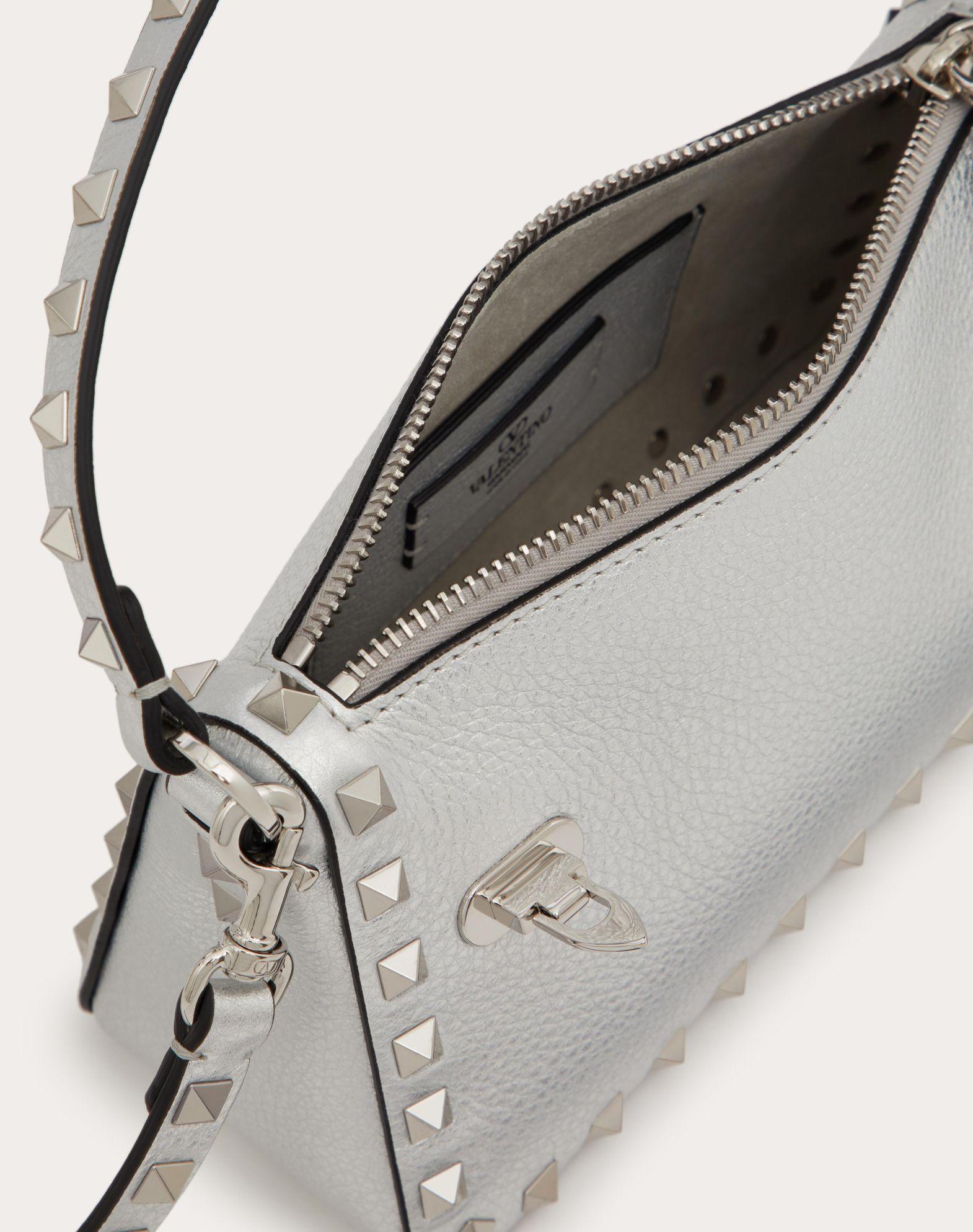 Small Rockstud Grainy Metallic Calfskin Crossbody Bag  Product Image