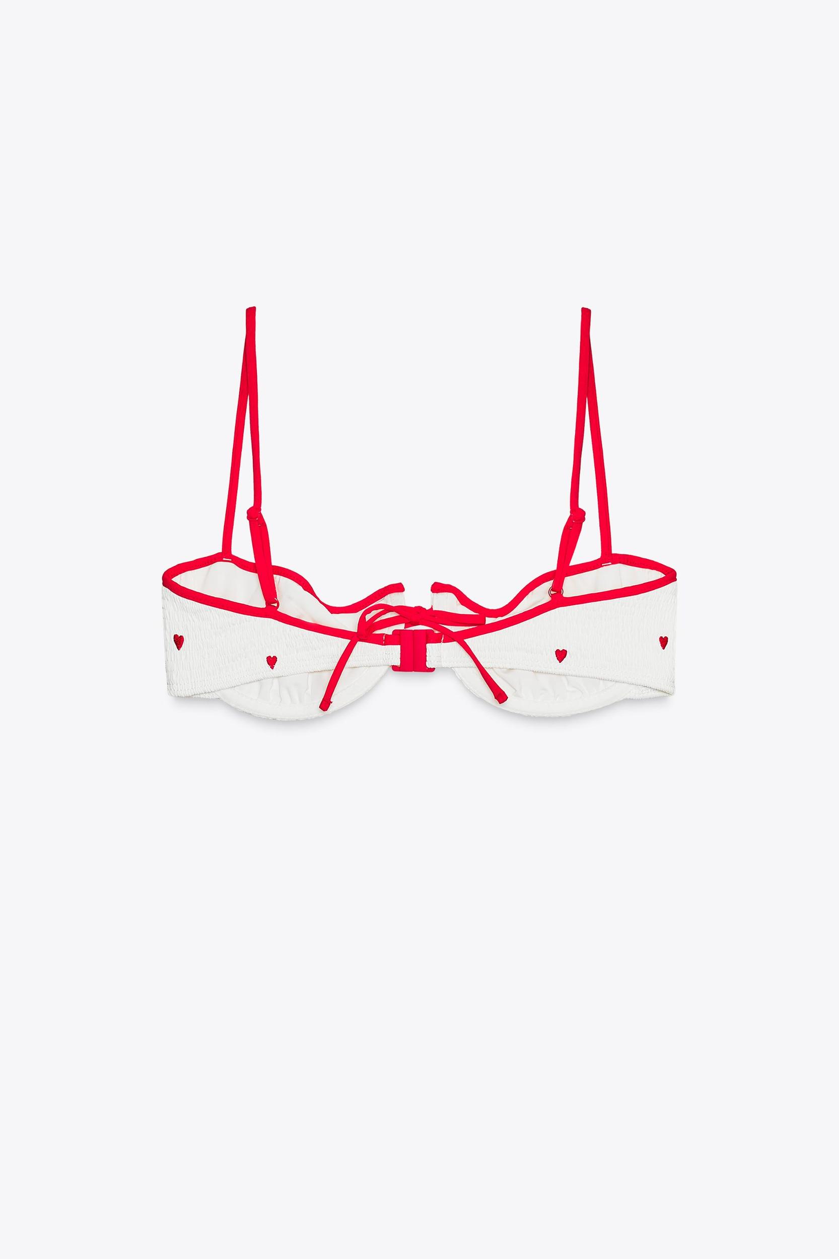 EMBROIDERED ELASTIC UNDERWIRE BIKINI TOP Product Image