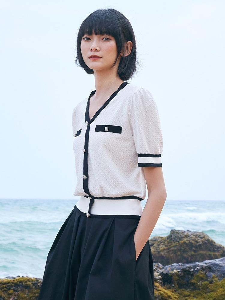 Classic Jacquard Knit Top And Half Women Skirt Two-Piece Set Product Image