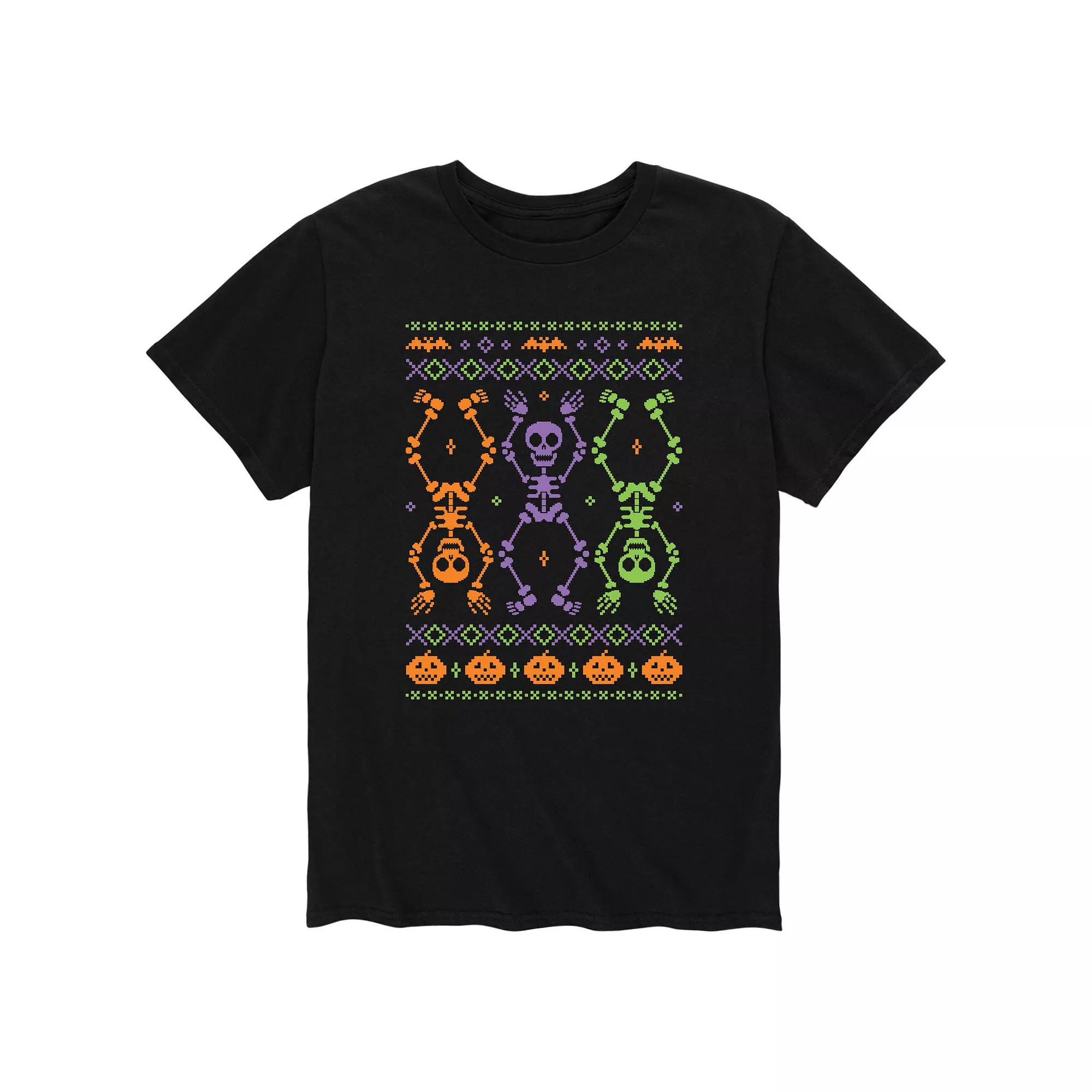 Men's Skeleton Ugly Sweater Tee,  Product Image