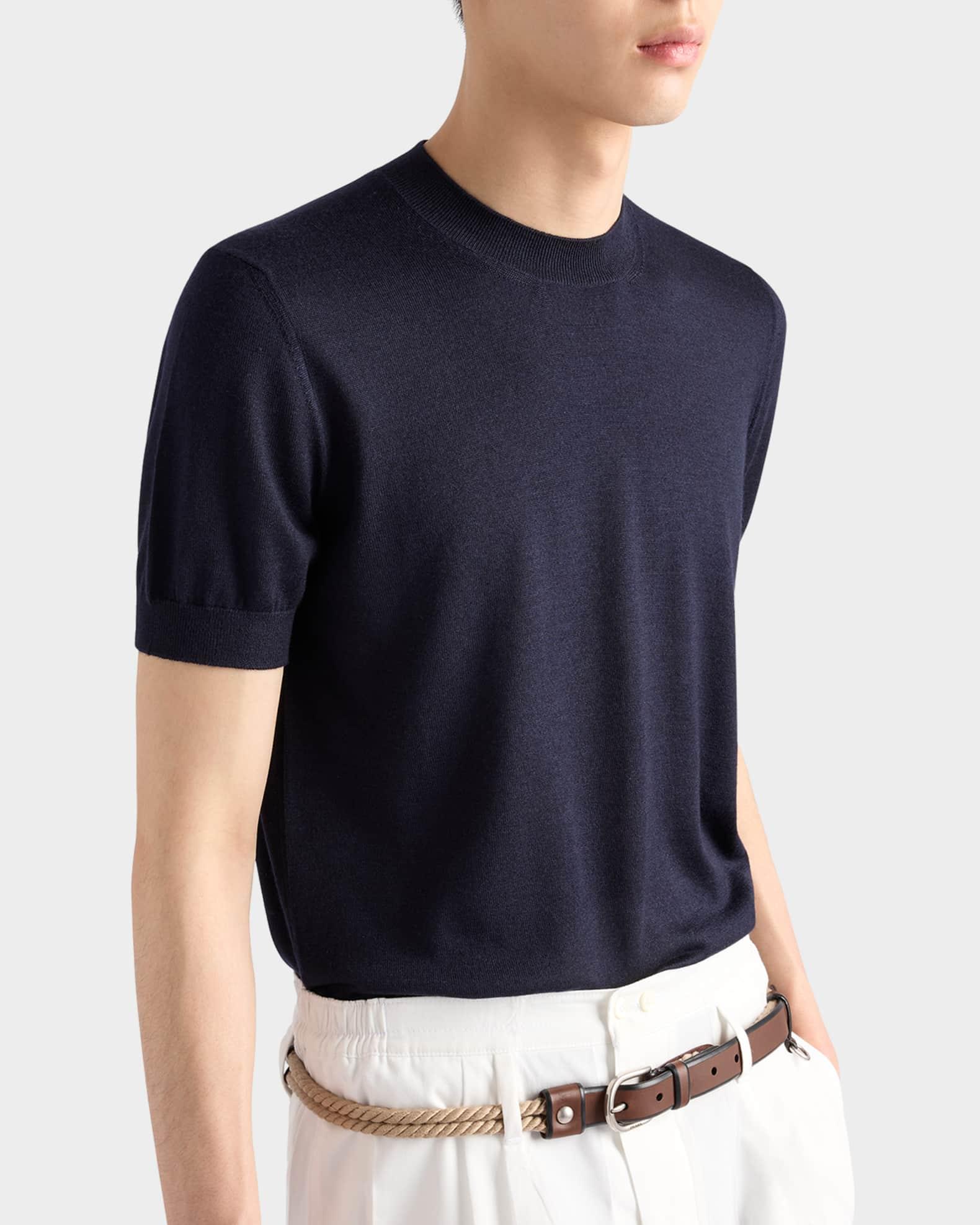 Men's Cashmere and Silk Knit Short-Sleeve Sweater Product Image