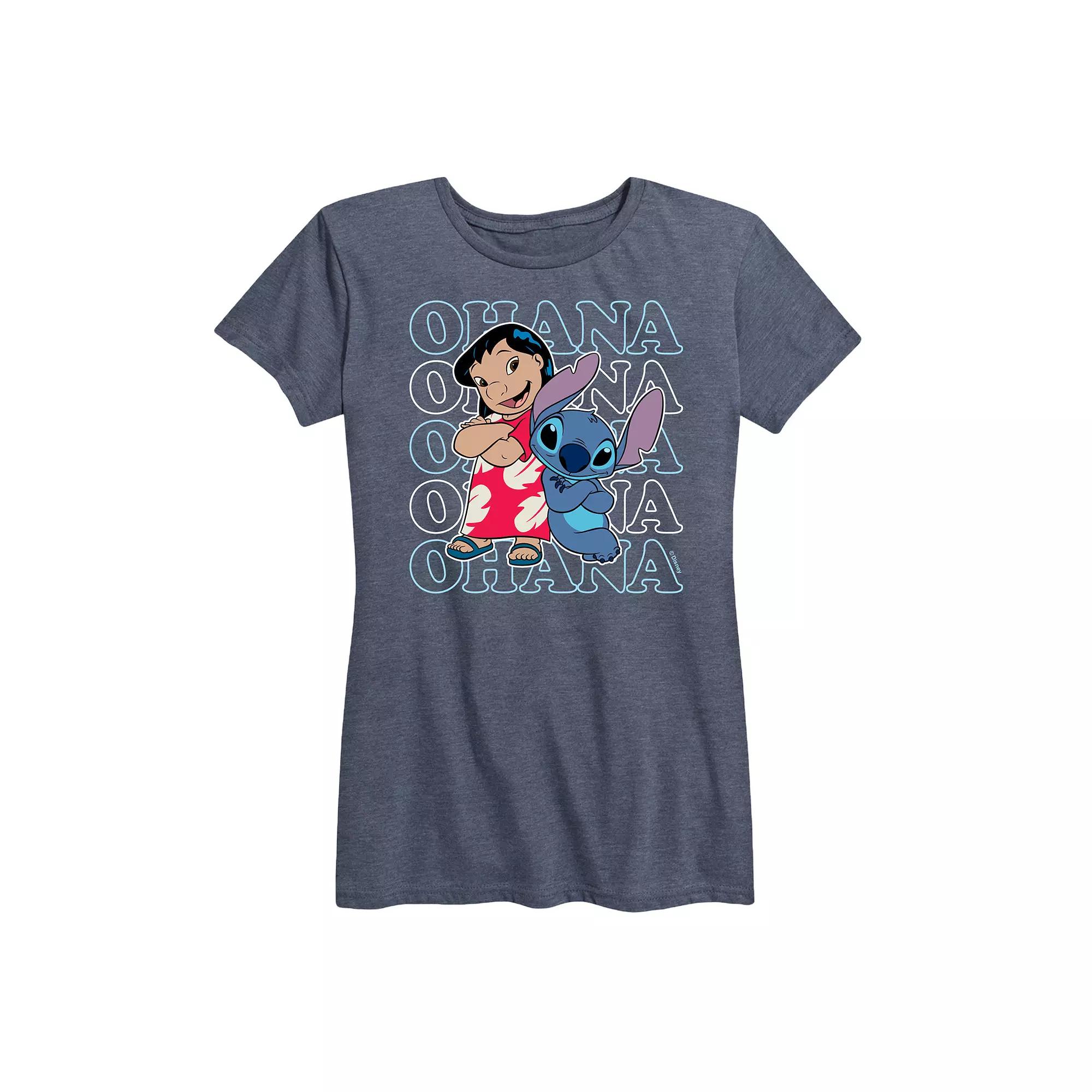 Disney's Lilo & Stitch Women's Ohana Repeated Graphic Tee,  Product Image