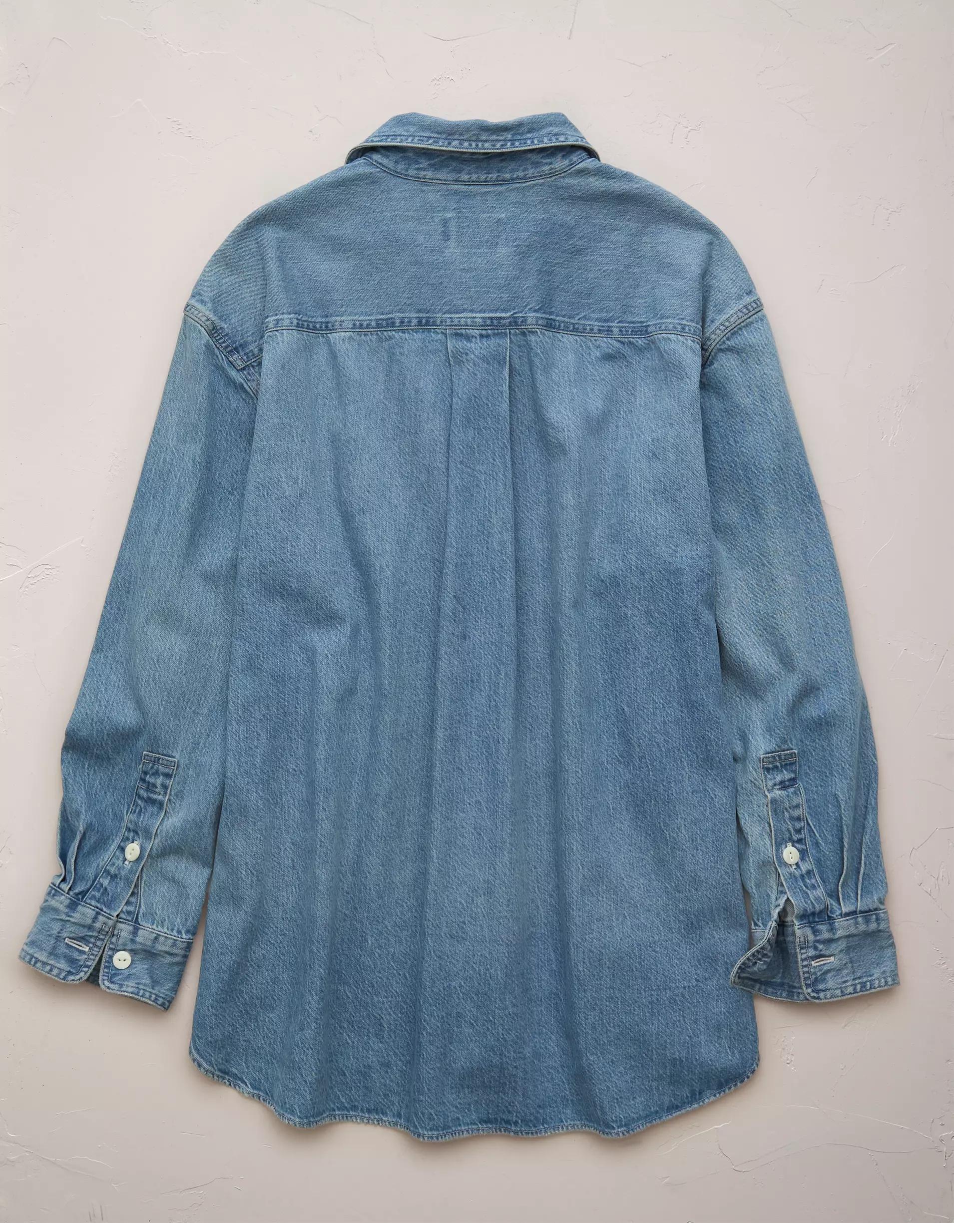 AE77 Premium Denim Boyfriend Shirt Product Image