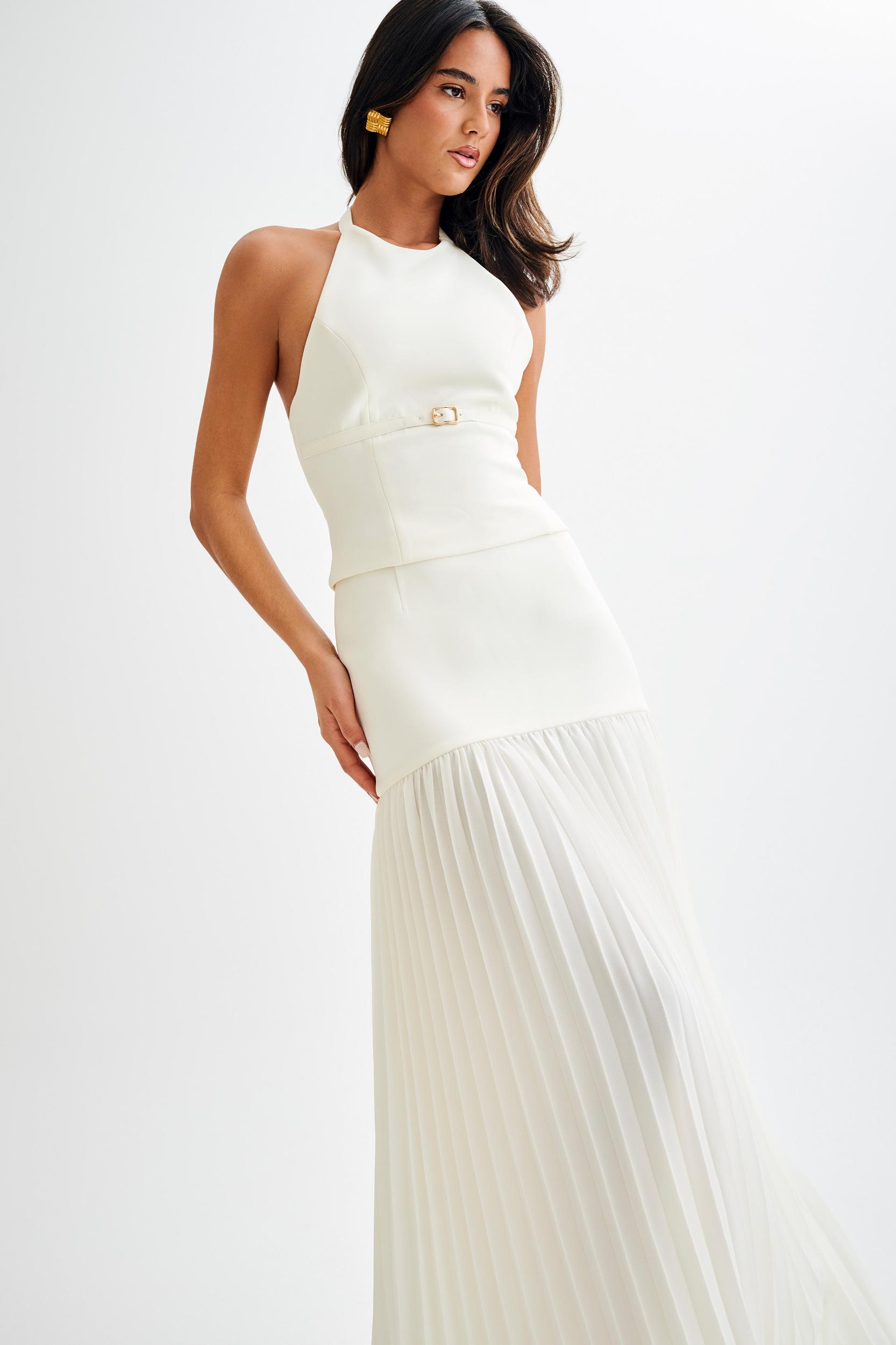 Jillian Pleated Maxi Skirt - Ivory Product Image