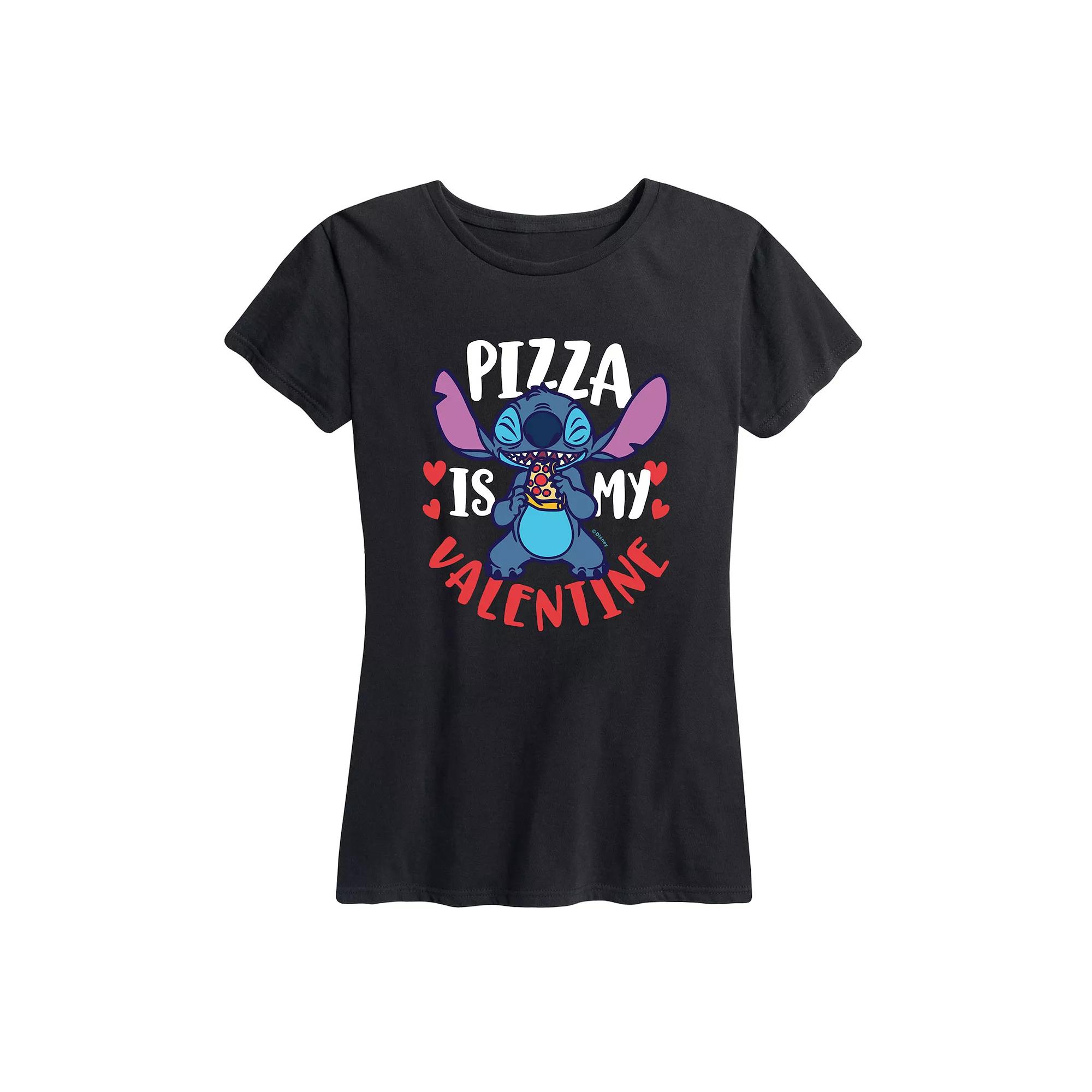 Disney's Lilo & Stitch Women's Pizza Valentine Graphic Tee,  Product Image