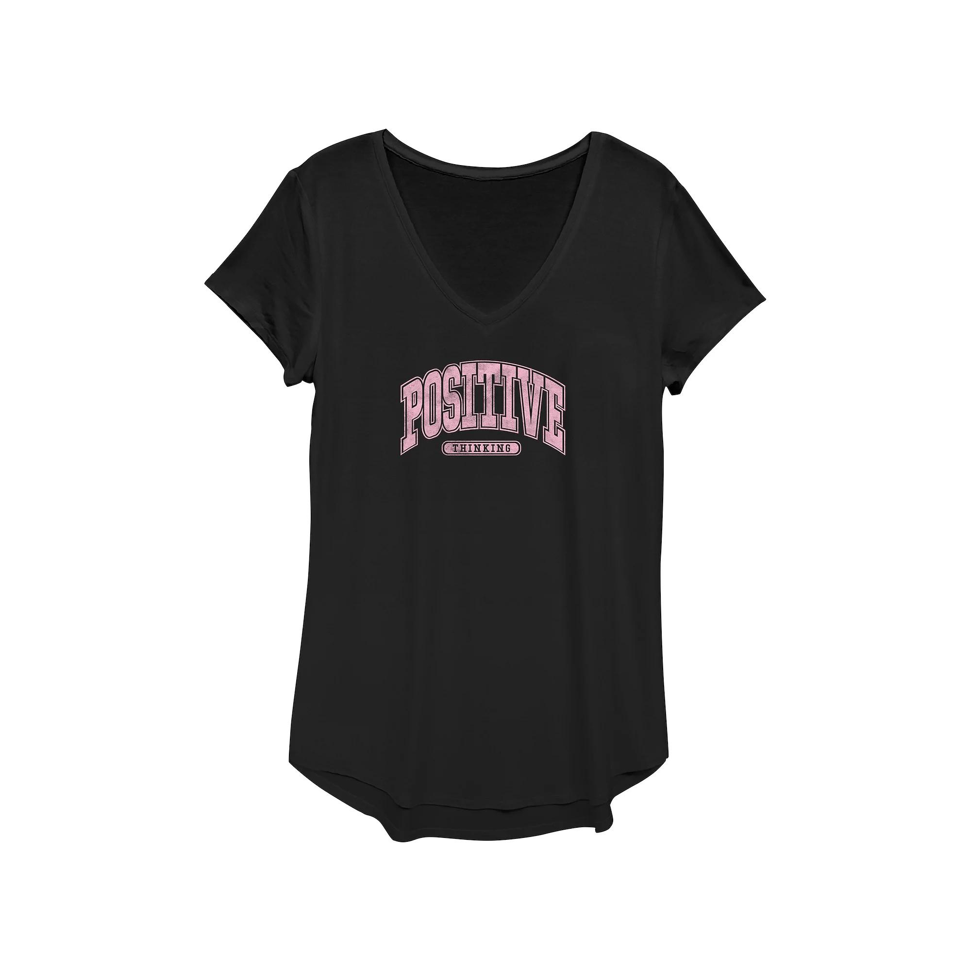 Women's Positive Thinking V-Neck Graphic Tee, Girl's,  Product Image