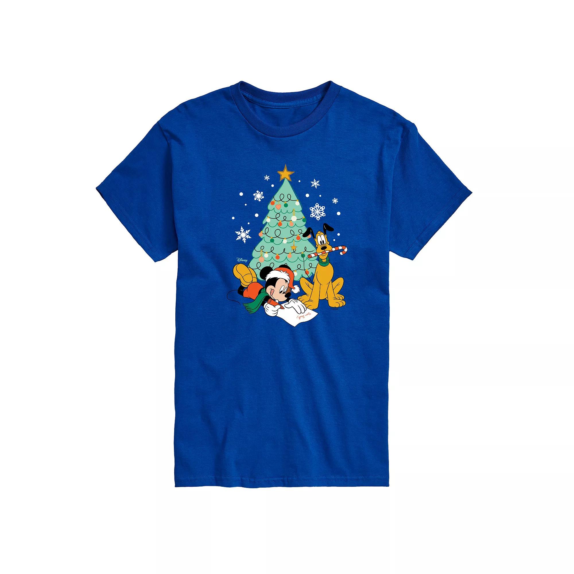 Disney's Mickey Mouse & Pluto Big & Tall Christmas Tree Graphic Tee, Men's,  Product Image