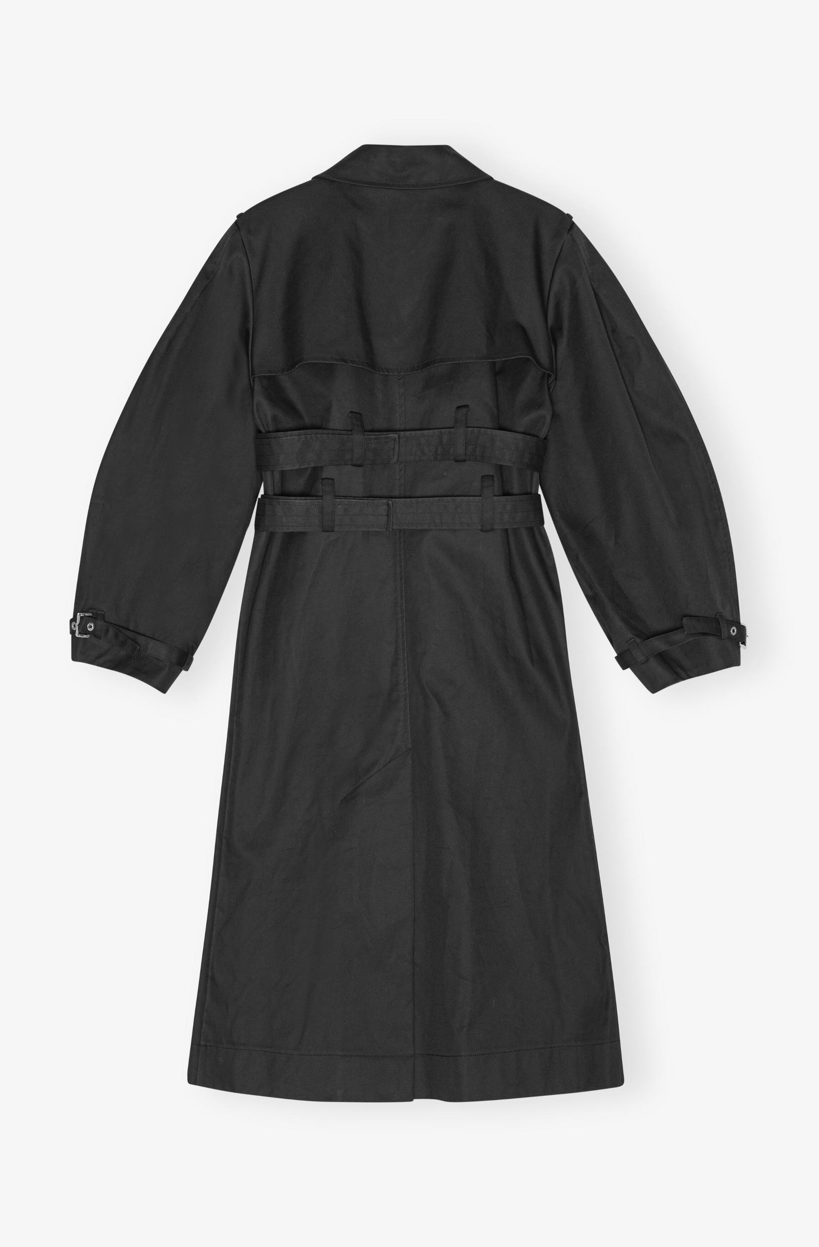 Black Bonded Cotton Trench Coat Product Image