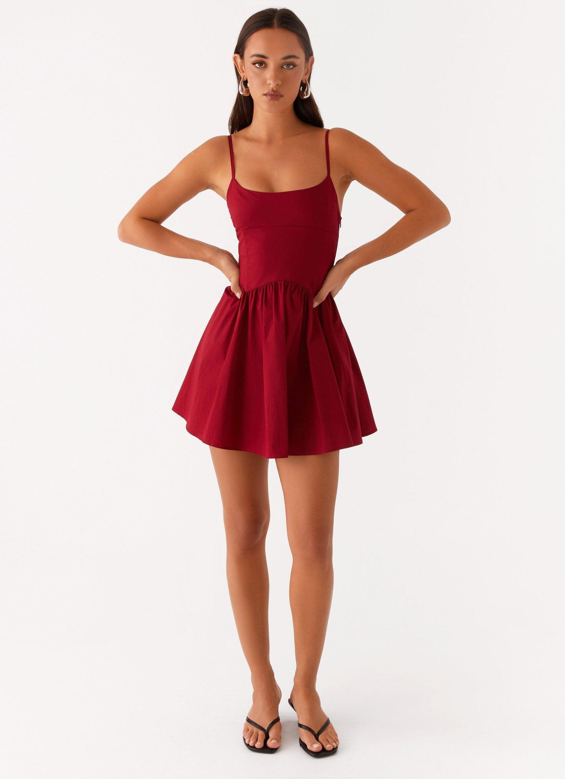Tesoro Mio Mini Dress - Maroon Product Image