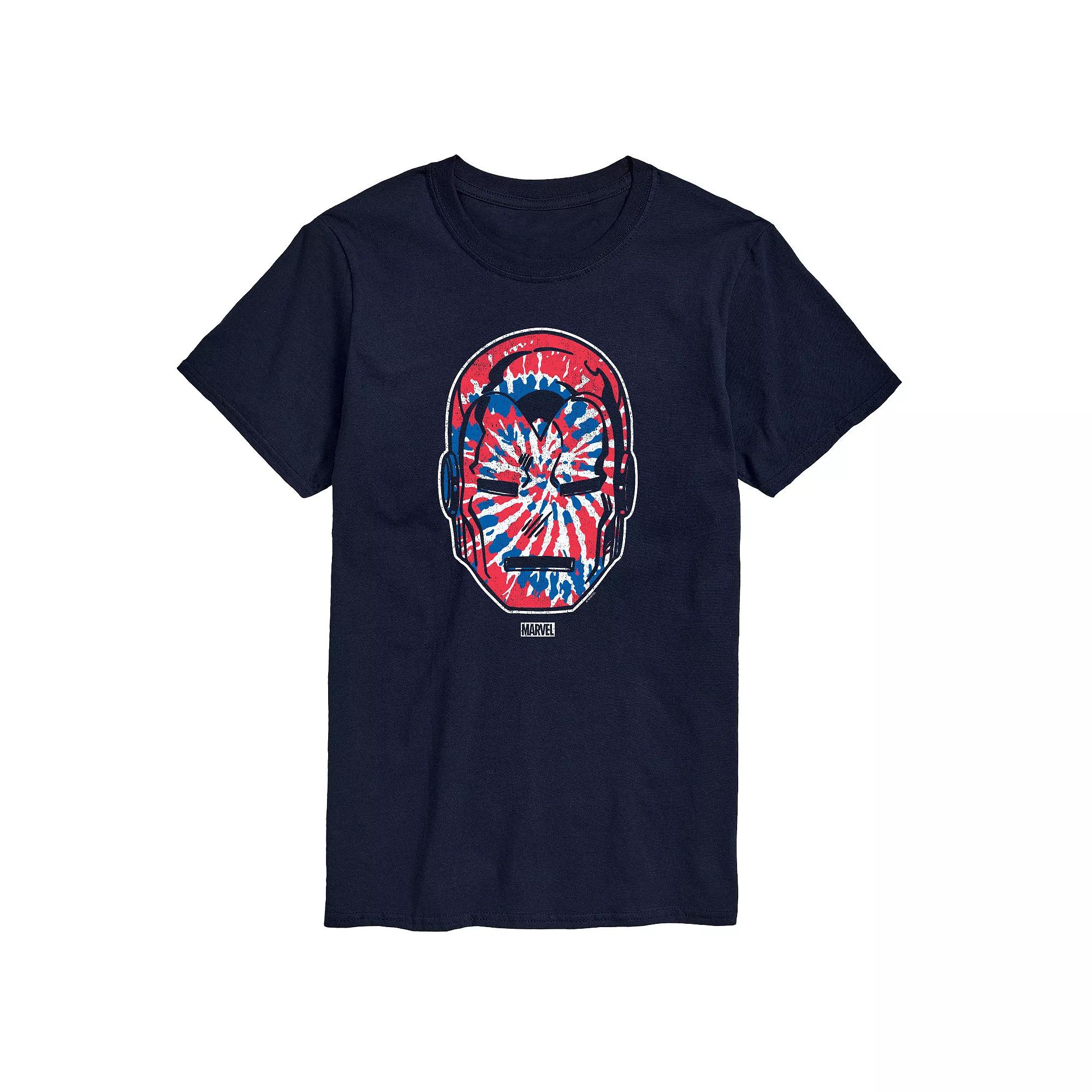 Men's Marvel Iron Man Tie Dye Red, White & Blue Tee,  Product Image