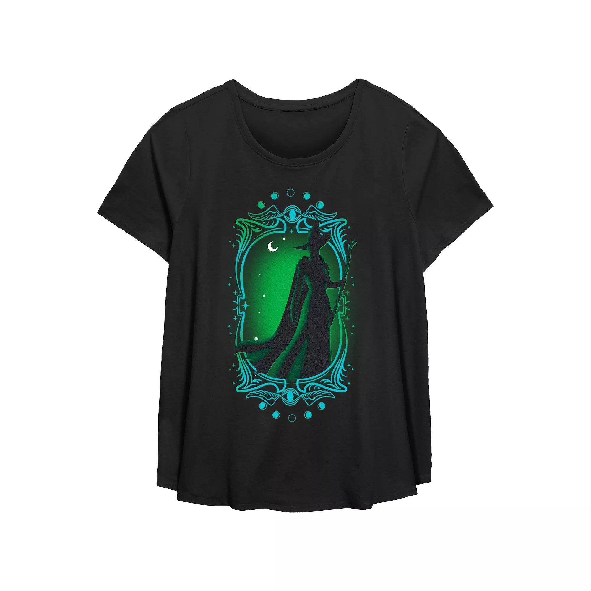 Plus Size Wicked Elphaba Framed Poster Flowy Graphic Tee, Women's, Size: 2XL, Black Product Image