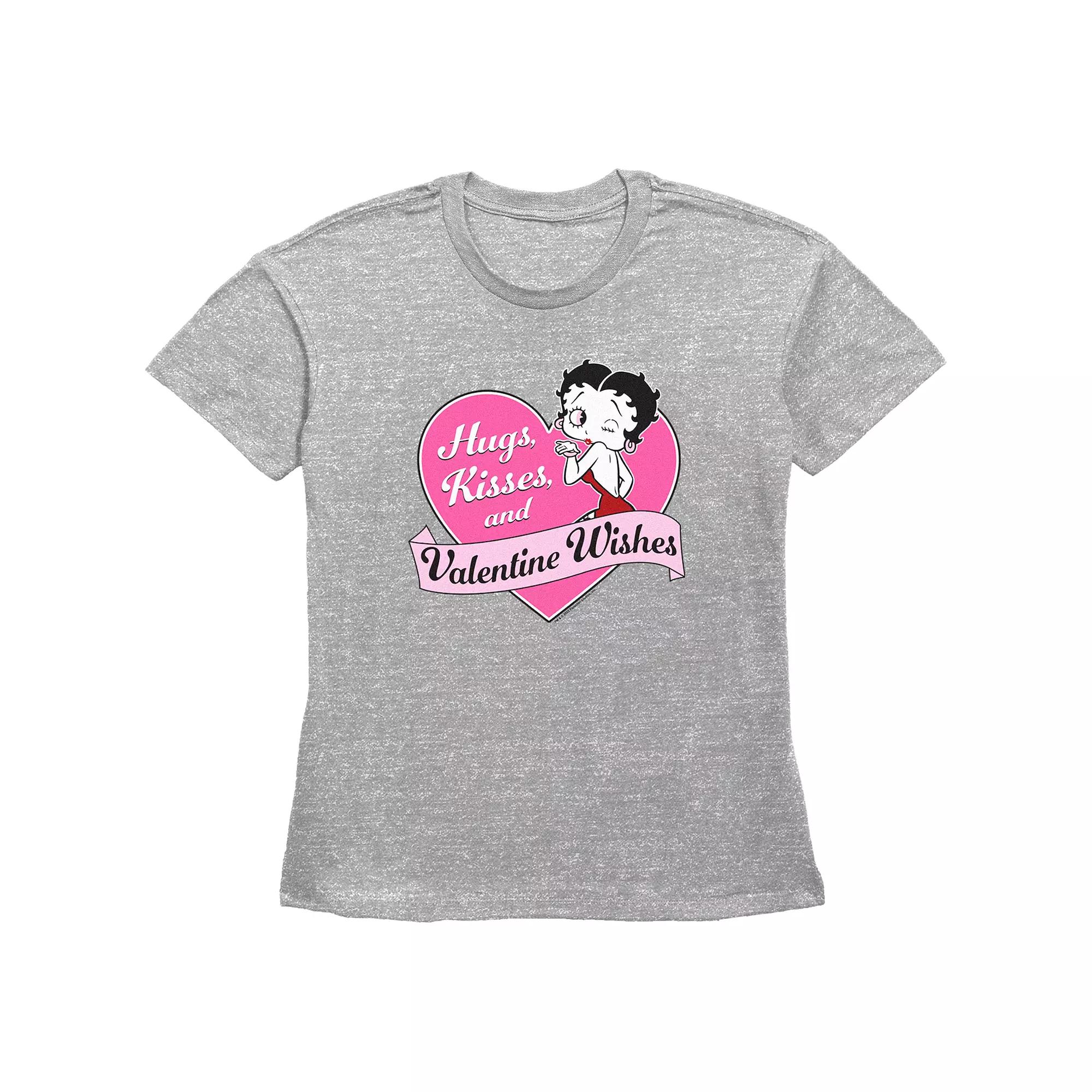 Women's Betty Boop Valentine Wishes Basic Fit Graphic Tee, Girl's,  Product Image