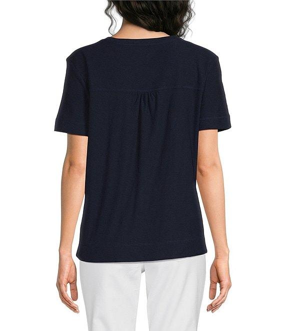 Westbound Solid Short Sleeve V-Neck Top Product Image