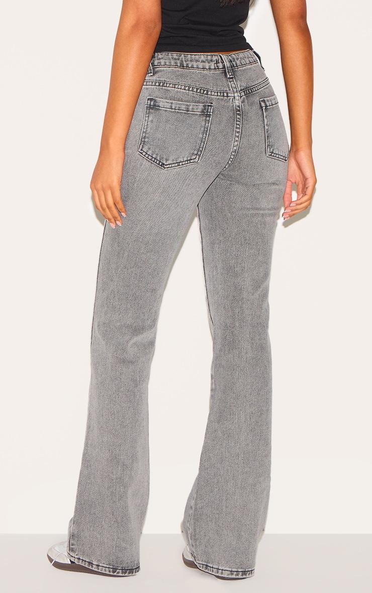 Tall Washed Grey Slim Fit Low Rise Flared Jeans Product Image
