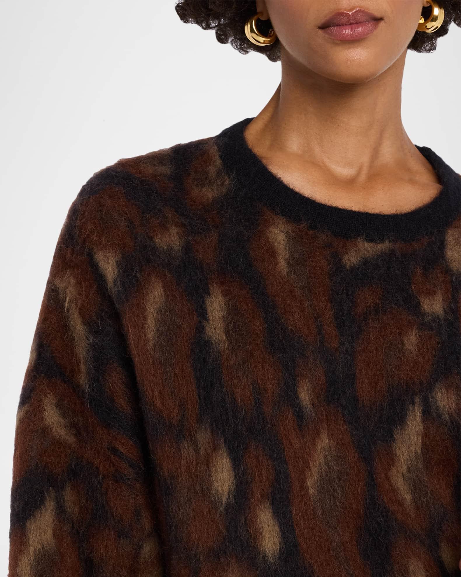 Oversized Leopard Jacquard Crewneck Sweater Product Image
