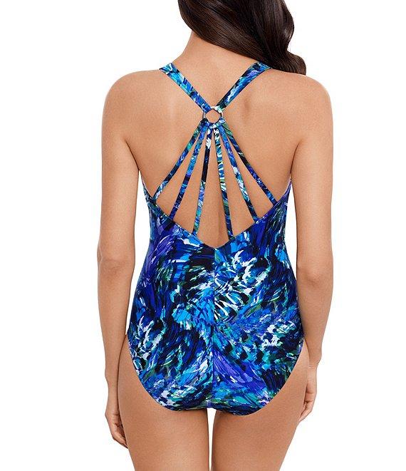 Magicsuit Chanticleer Drew Printed Plunge V-Neck Strappy Back Halter One Piece Swimsuit Product Image