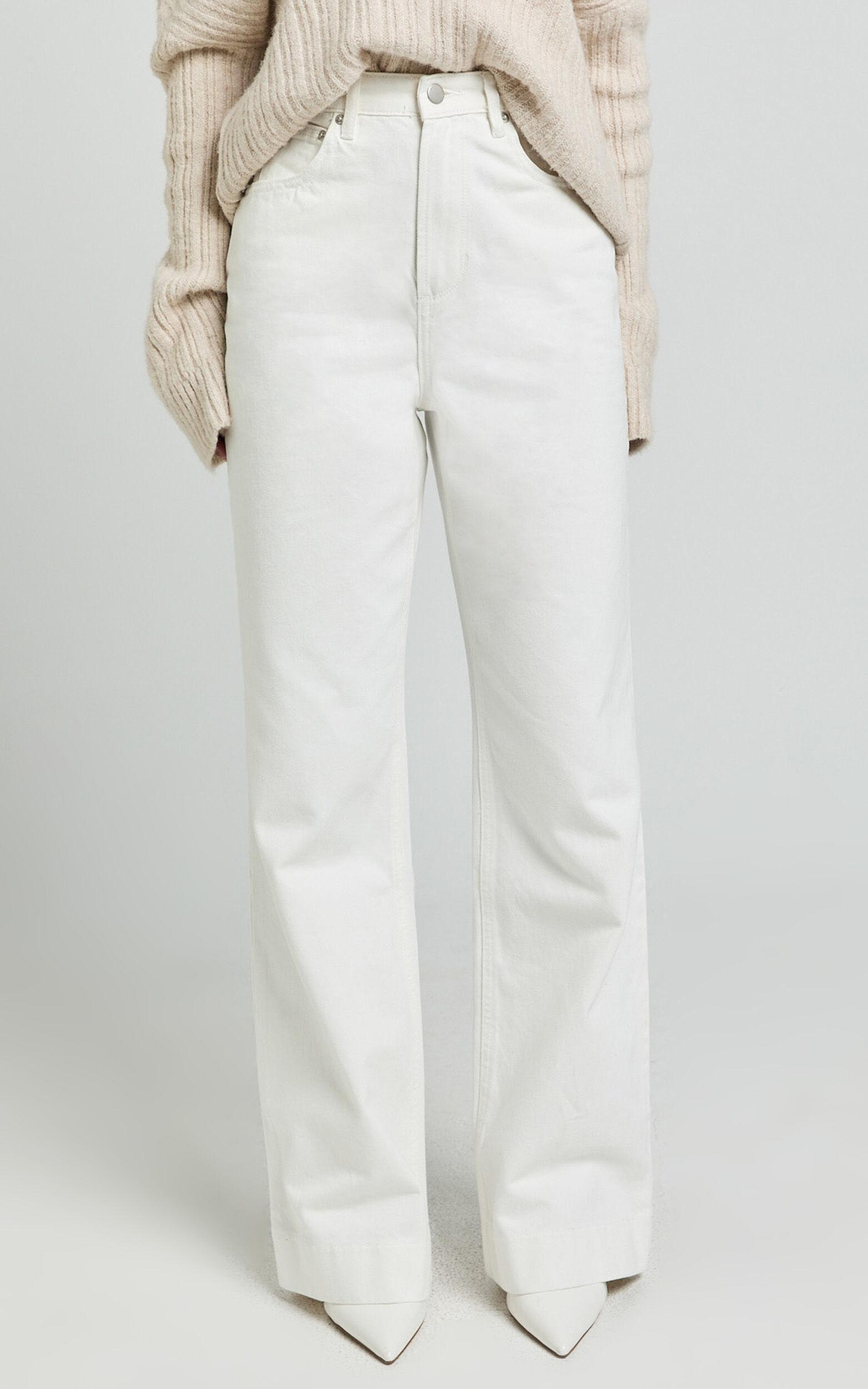 Dexter Jeans - High Waisted Straight Leg Denim Jeans in Ecru Product Image