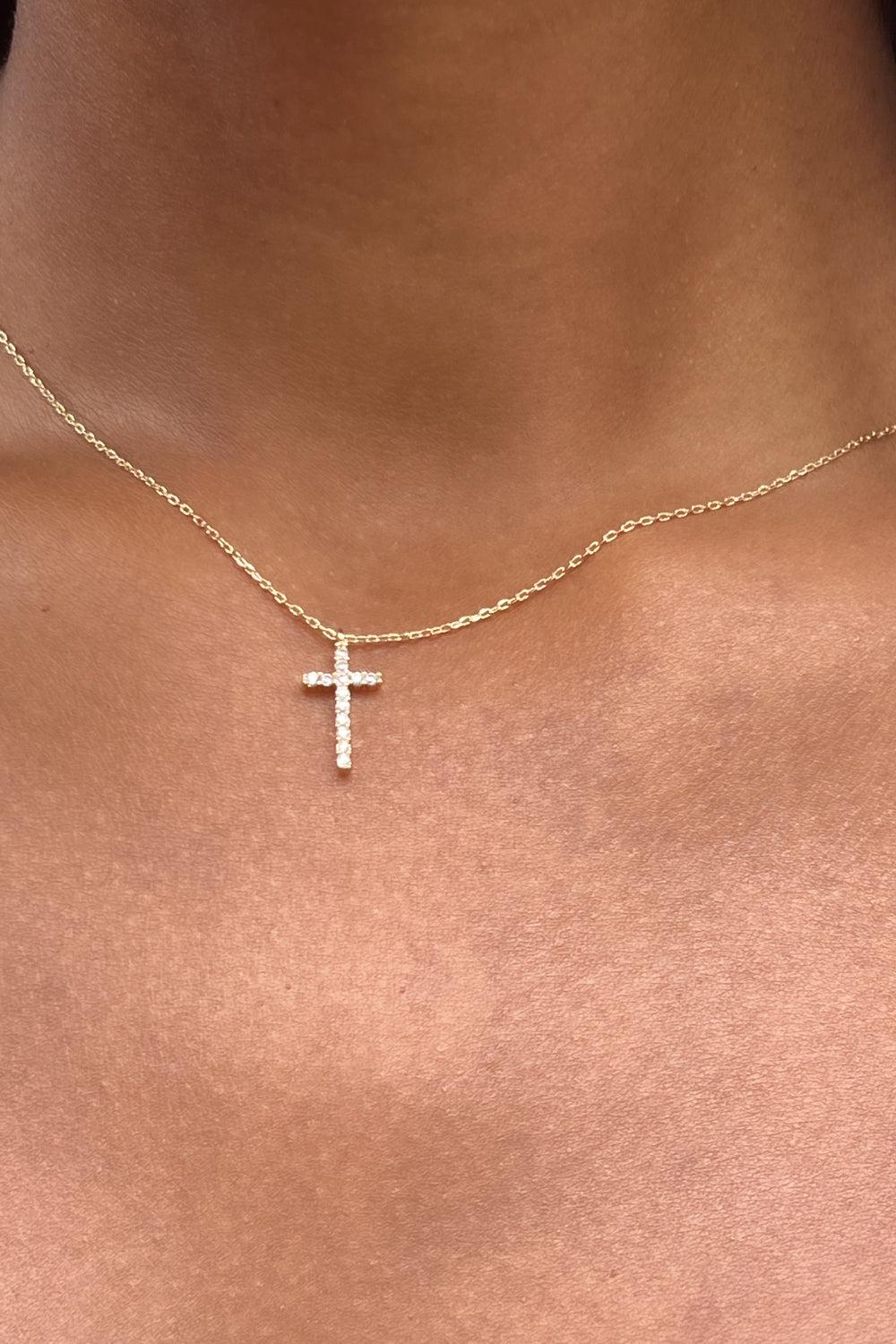 Rhinestone Cross Necklace Product Image