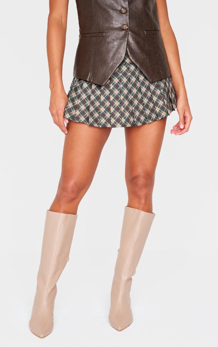  Green Check Box Pleat Mini Skort Product Image