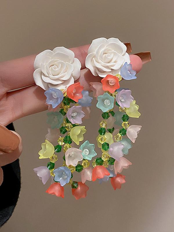 Statement Multi-Colored Floral Earrings Accessories Product Image