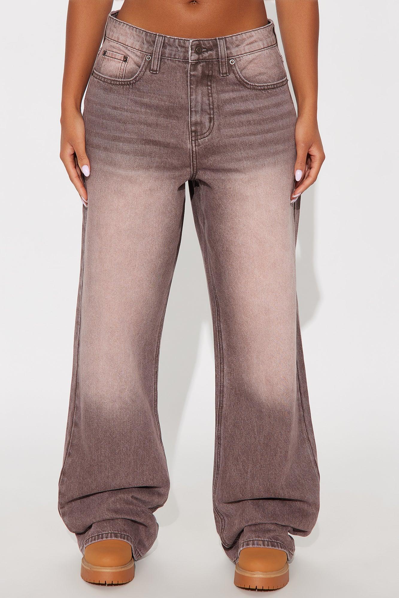 Slow Fade Straight Leg Jeans - Brown Female Product Image