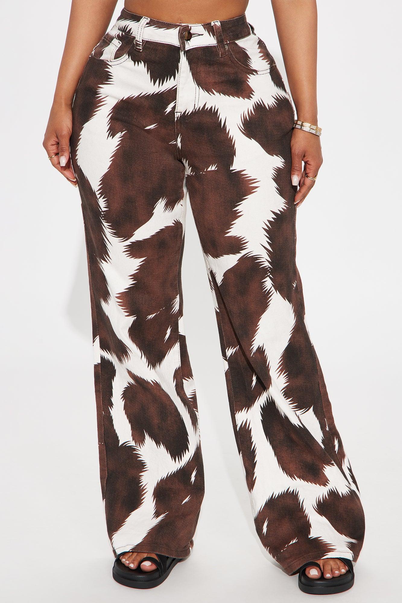 Horsing Around Printed Flare Jeans - Brown/combo Female Product Image